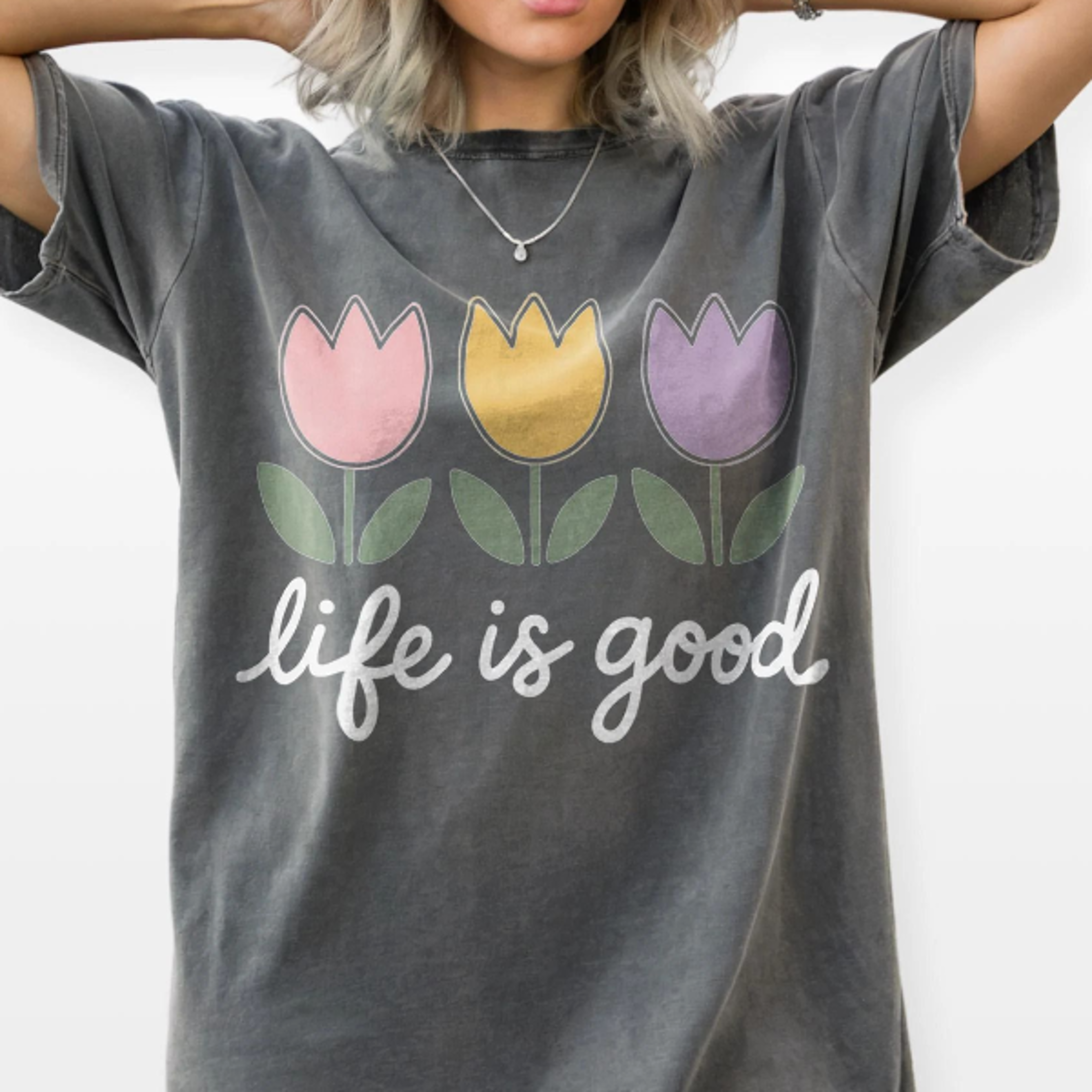 Inspirational Teacher Tulip Graphic Tee Life Is Good Floral Garden Shirt Spring Blossom Educator Gi 
