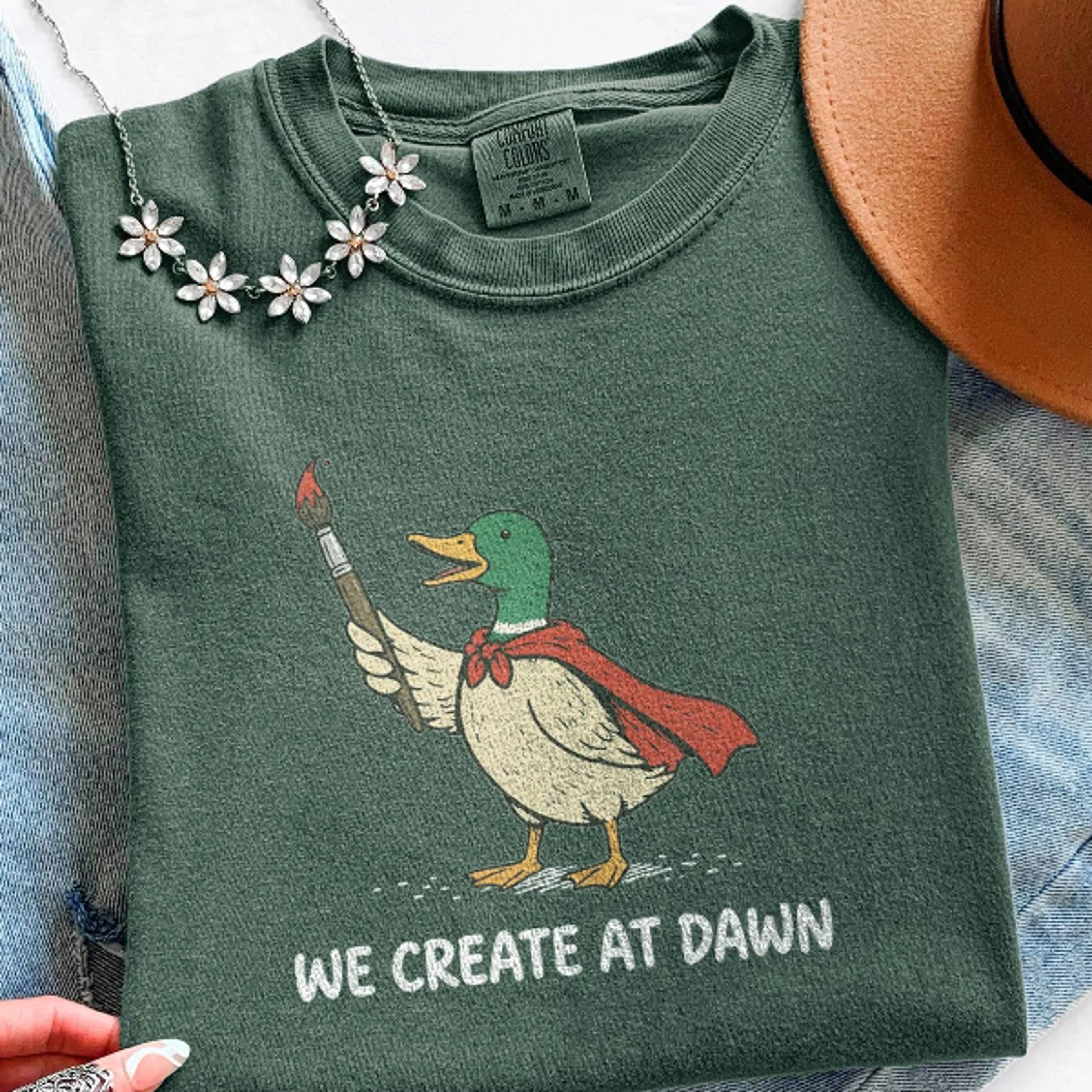Funny Artist Teacher Duck Graphic Tee We Create At Dawn Creative Classroom Shirt Art Educator Gift 1