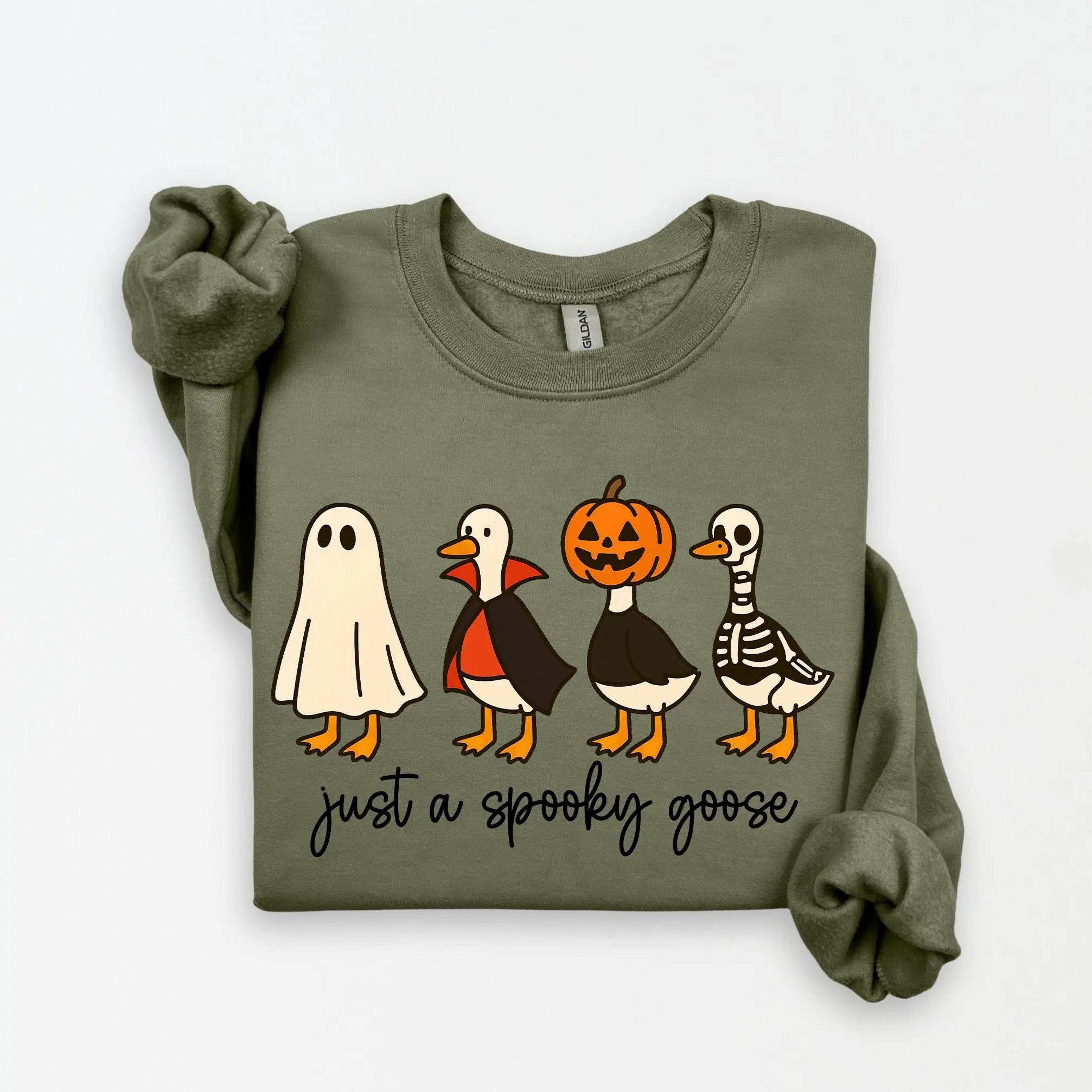 Just A Spooky Goose Sweatshirt Funny Halloween Goose Costume Crewneck 0