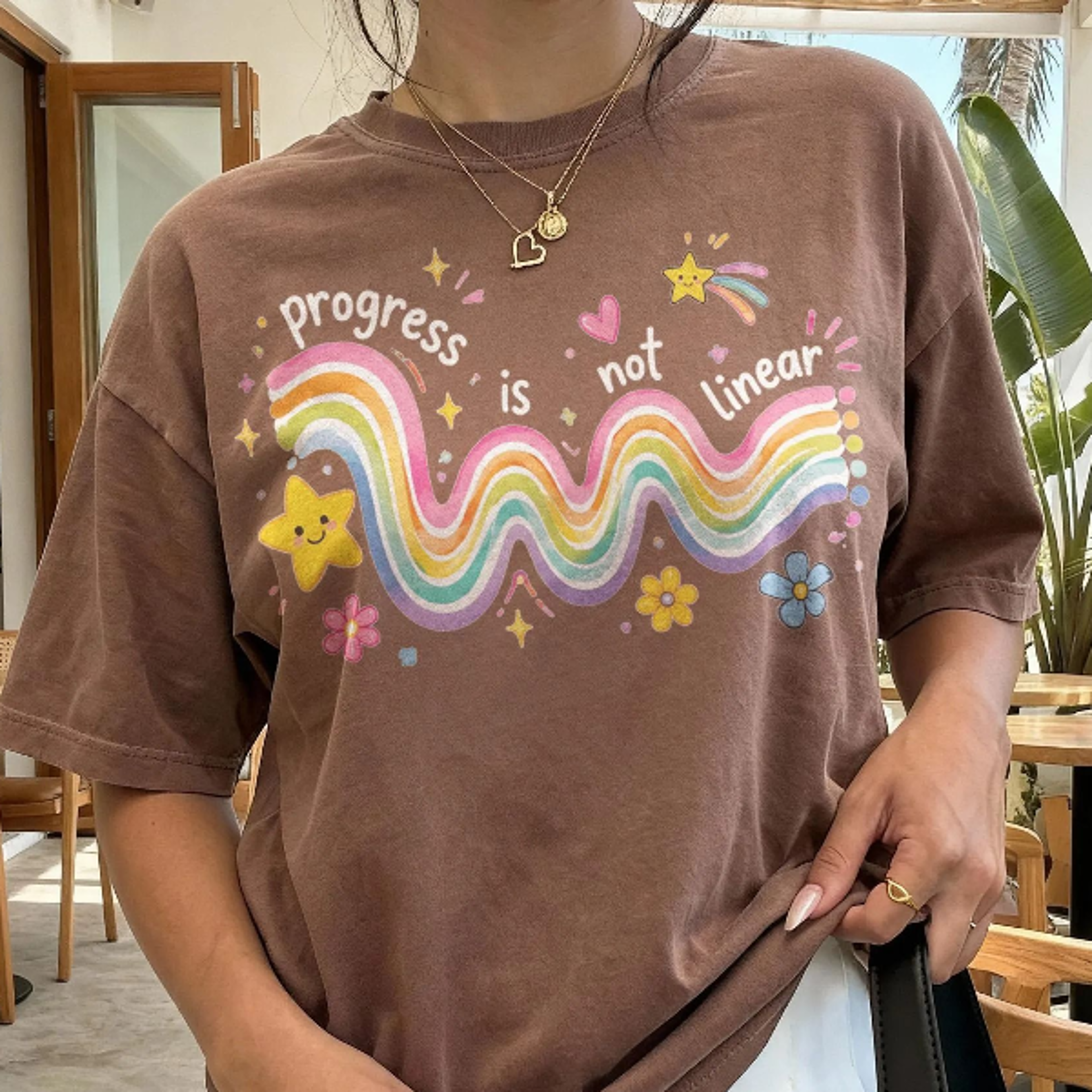 Nspirational Teacher Rainbow Graphic Tee Every Step Forward Matters Shirt Positive Growth Mindset C 