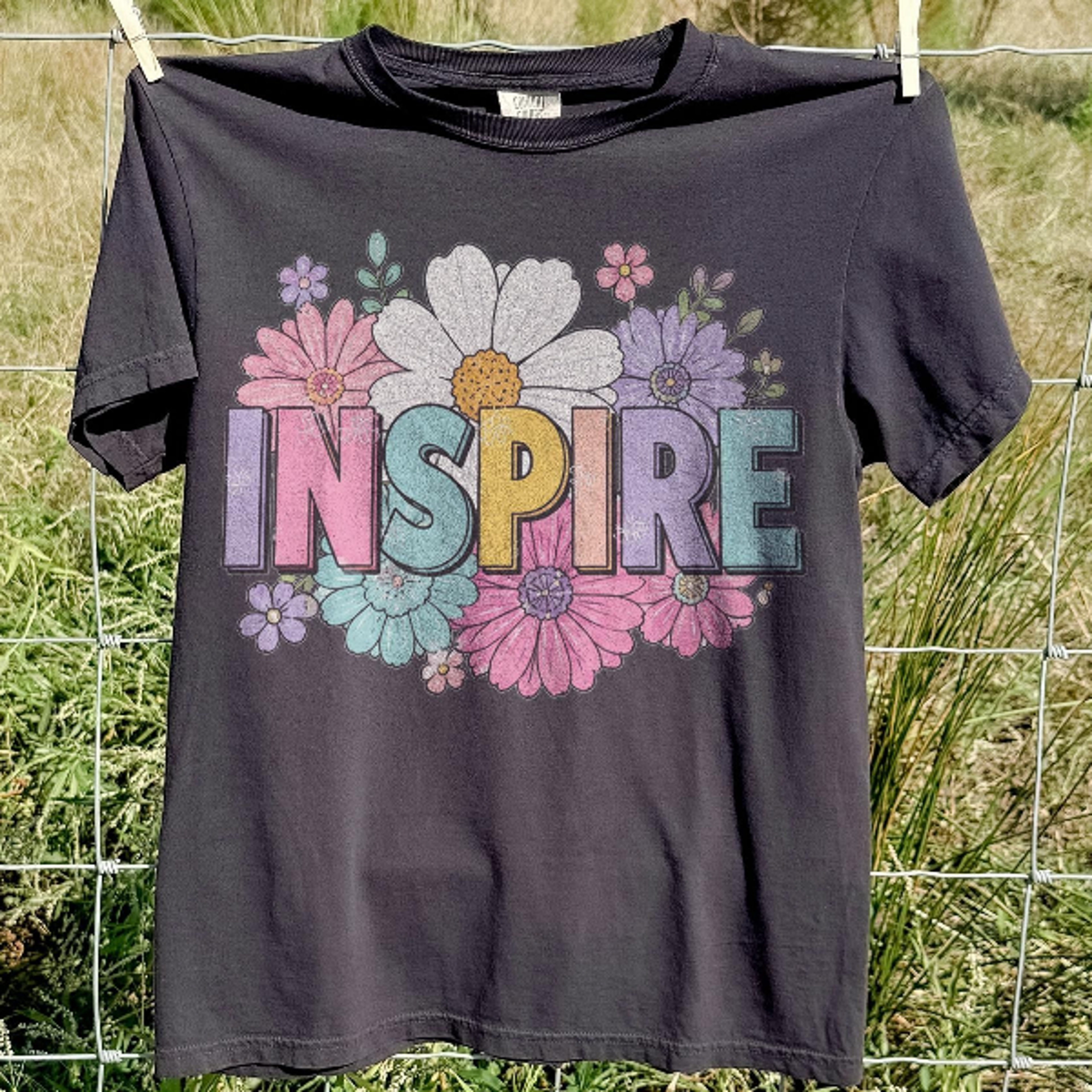 colorful floral inspire graphic tee, motivational teacher encouragement shirt, blooming