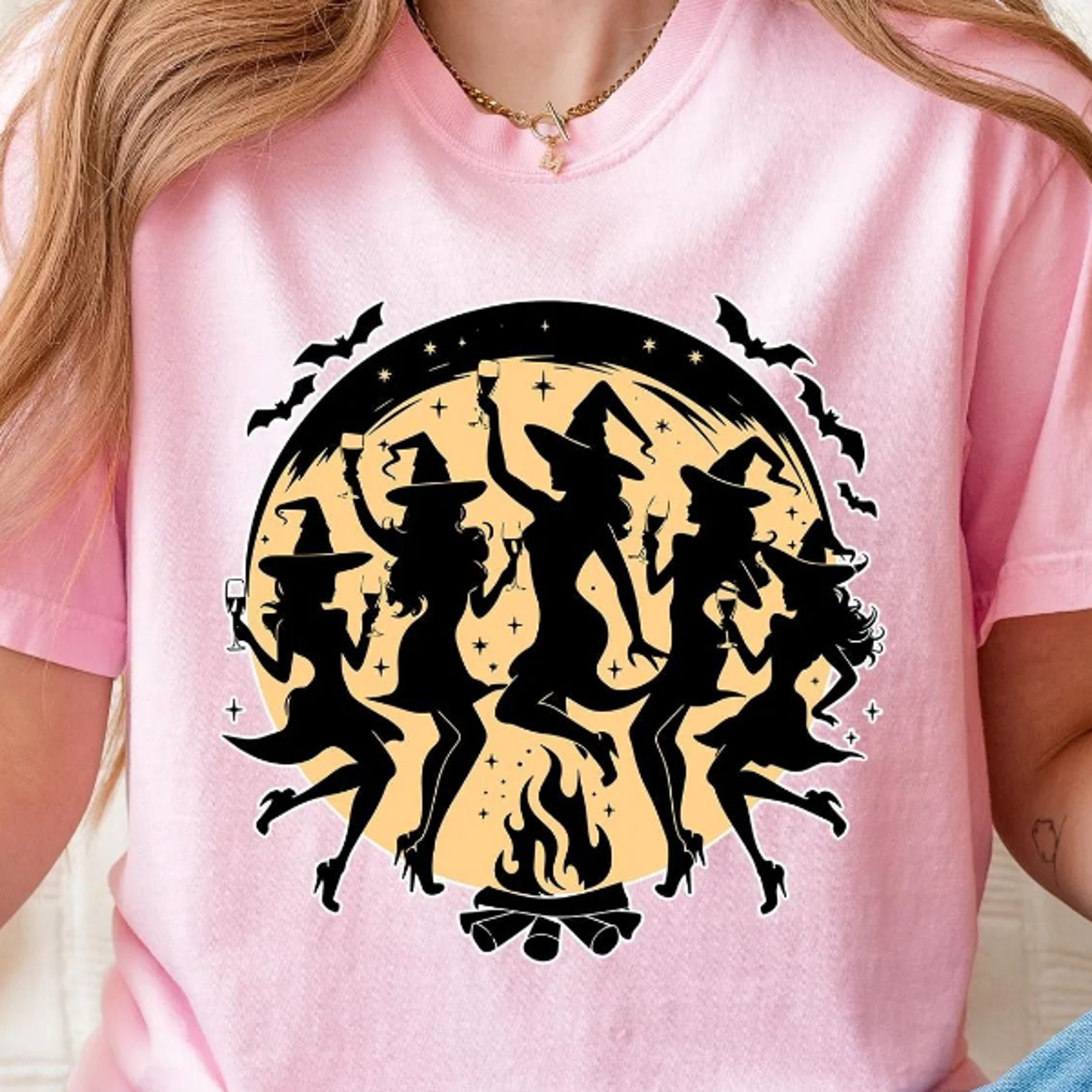 dancing witches halloween shirt retro witchy vibes tee