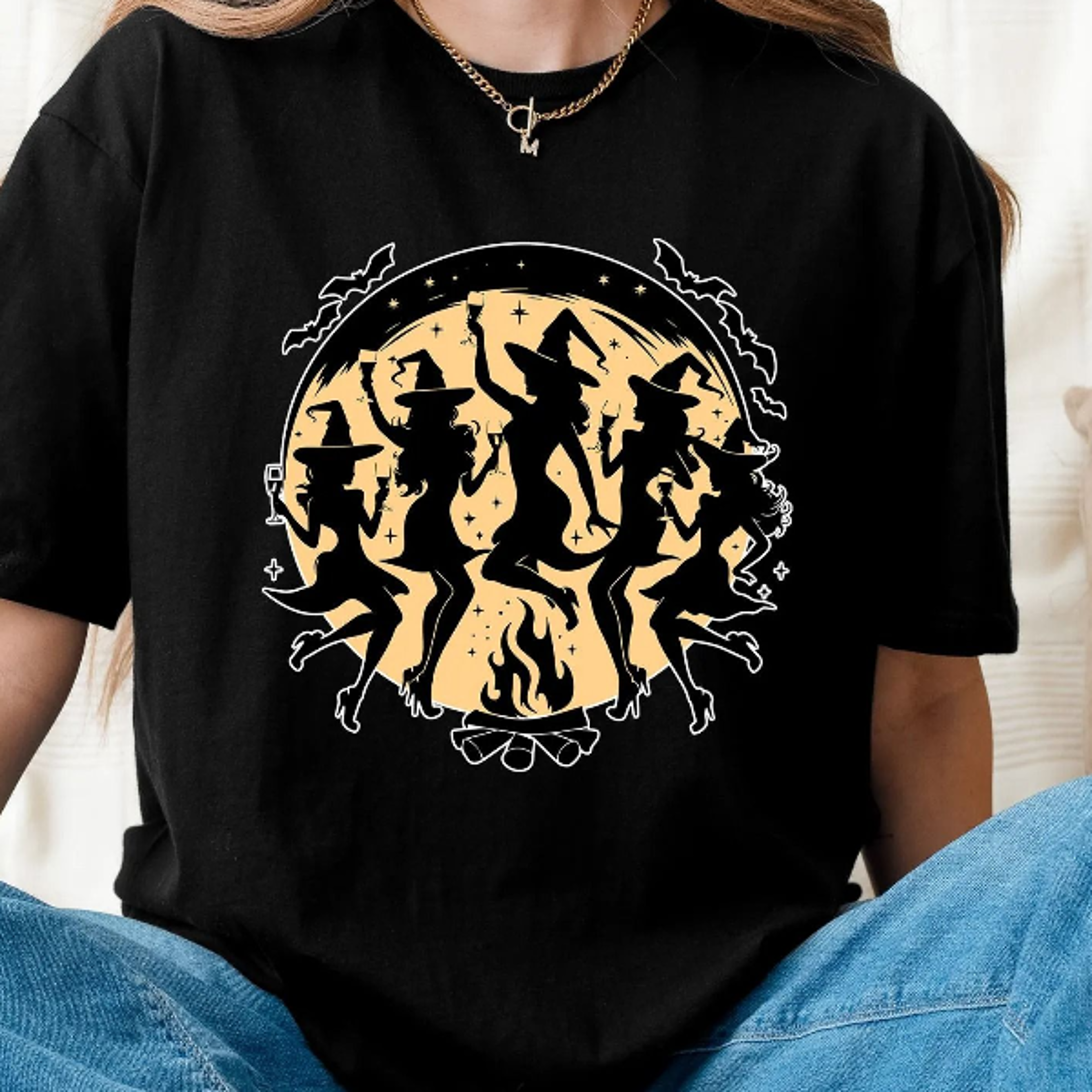 Dancing Witches Halloween Shirt Retro Witchy Vibes Tee 2