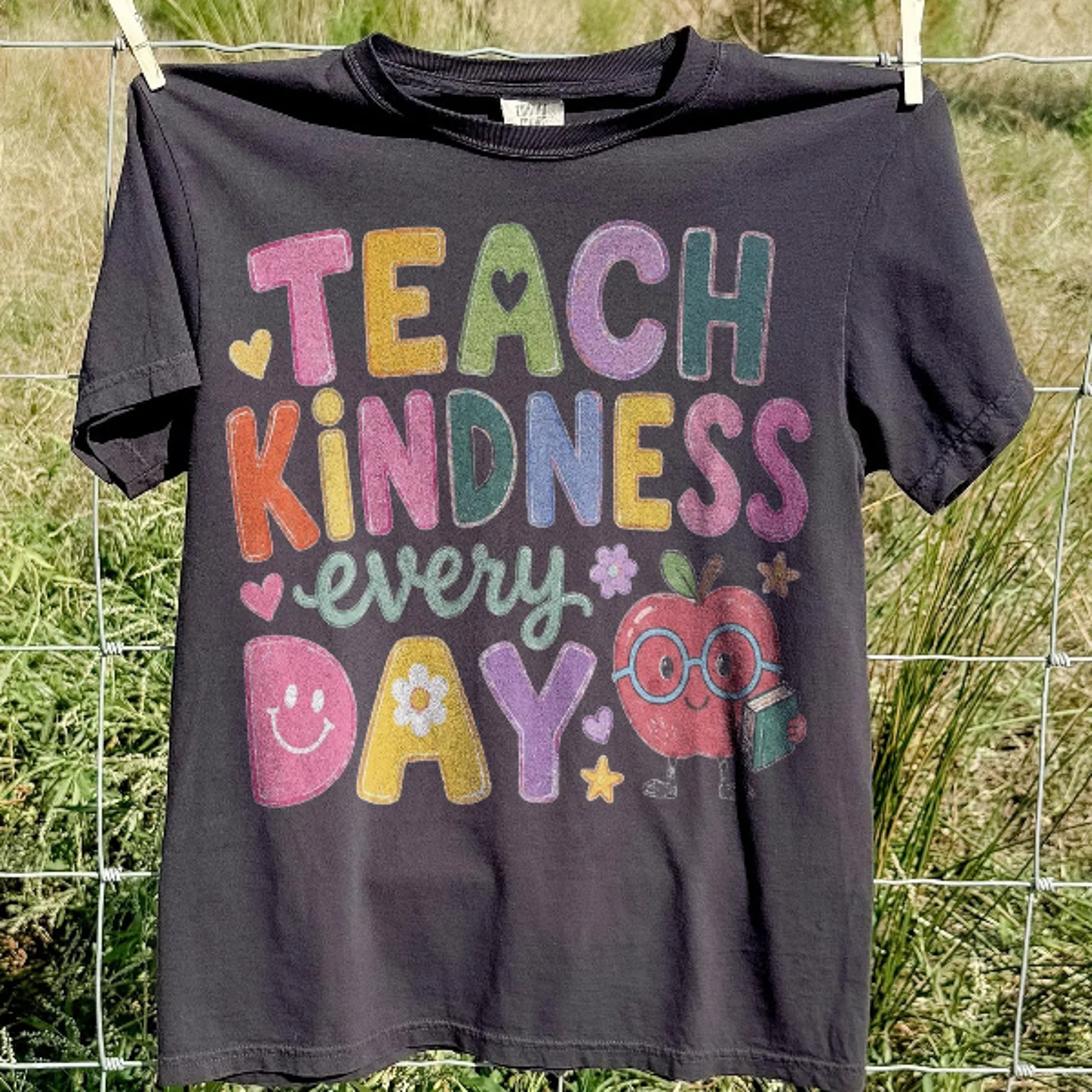 teach kindness graphic tee, inspirational teacher school shirt, positive classroom message top, gift tee