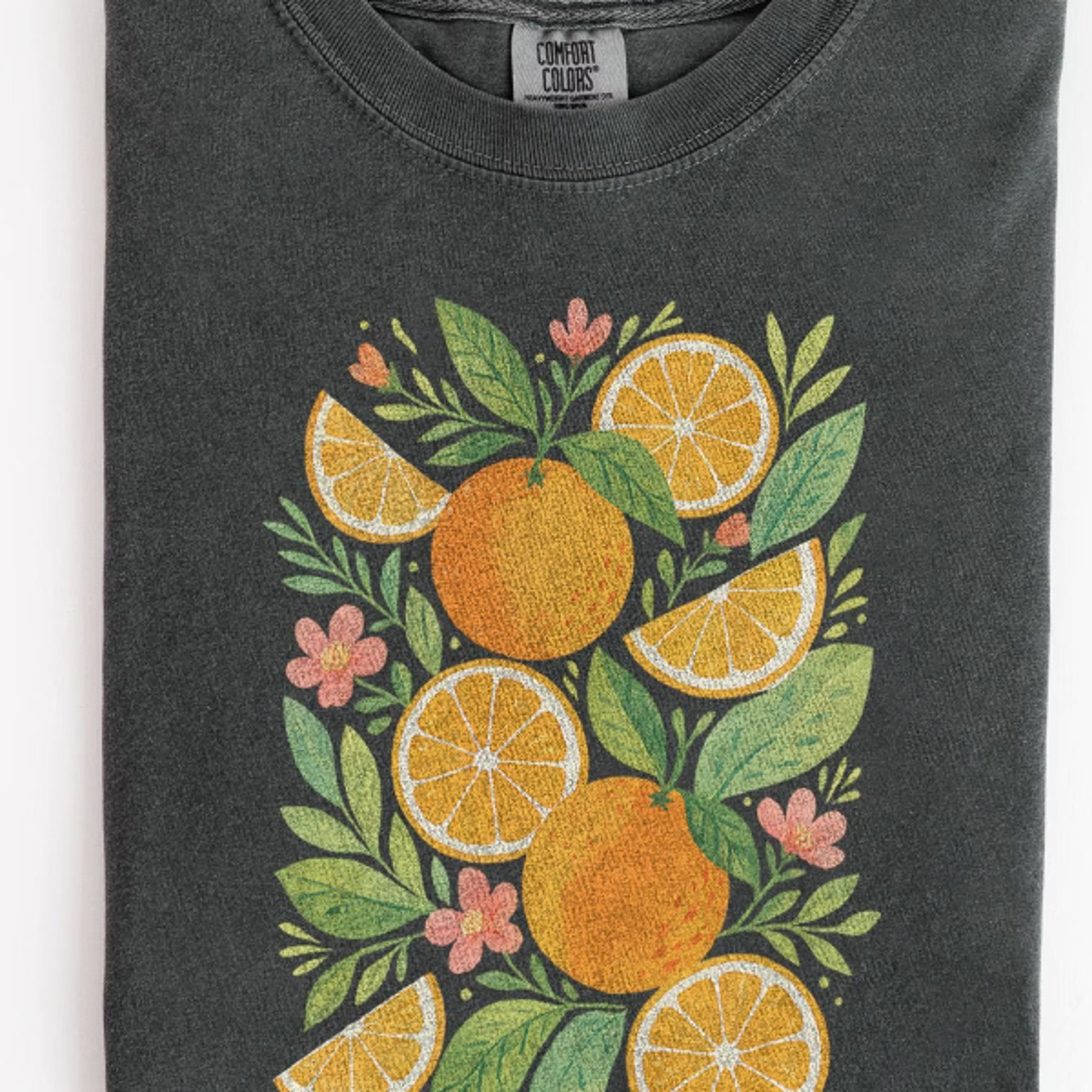 Retro Orange Botanical Graphic Tee Citrus Fruit Floral Shirt Fresh Cottagecore Vintage Style Top 1
