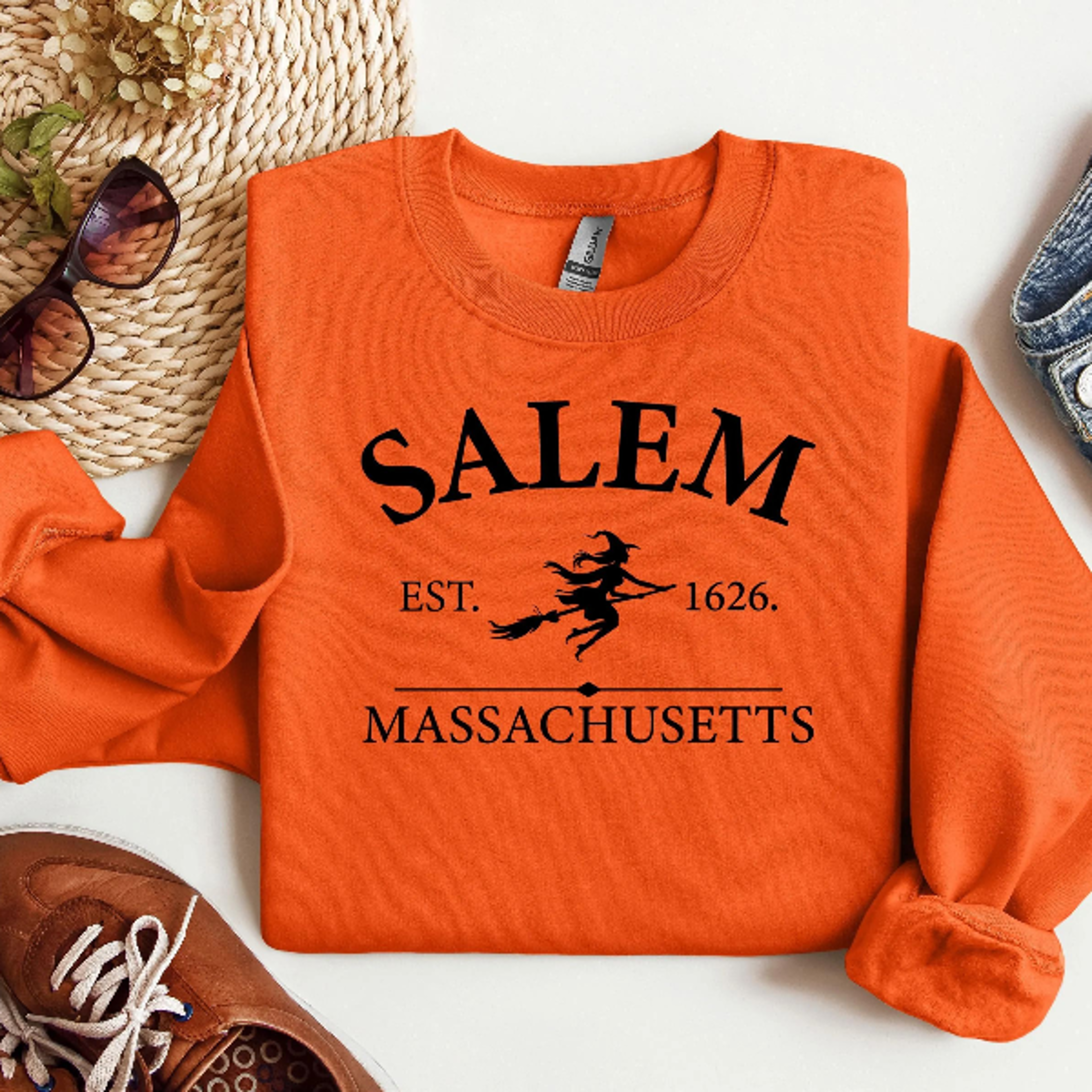 Salem MA Witch Shirt Vintage EST 1626 Halloween Tee 2