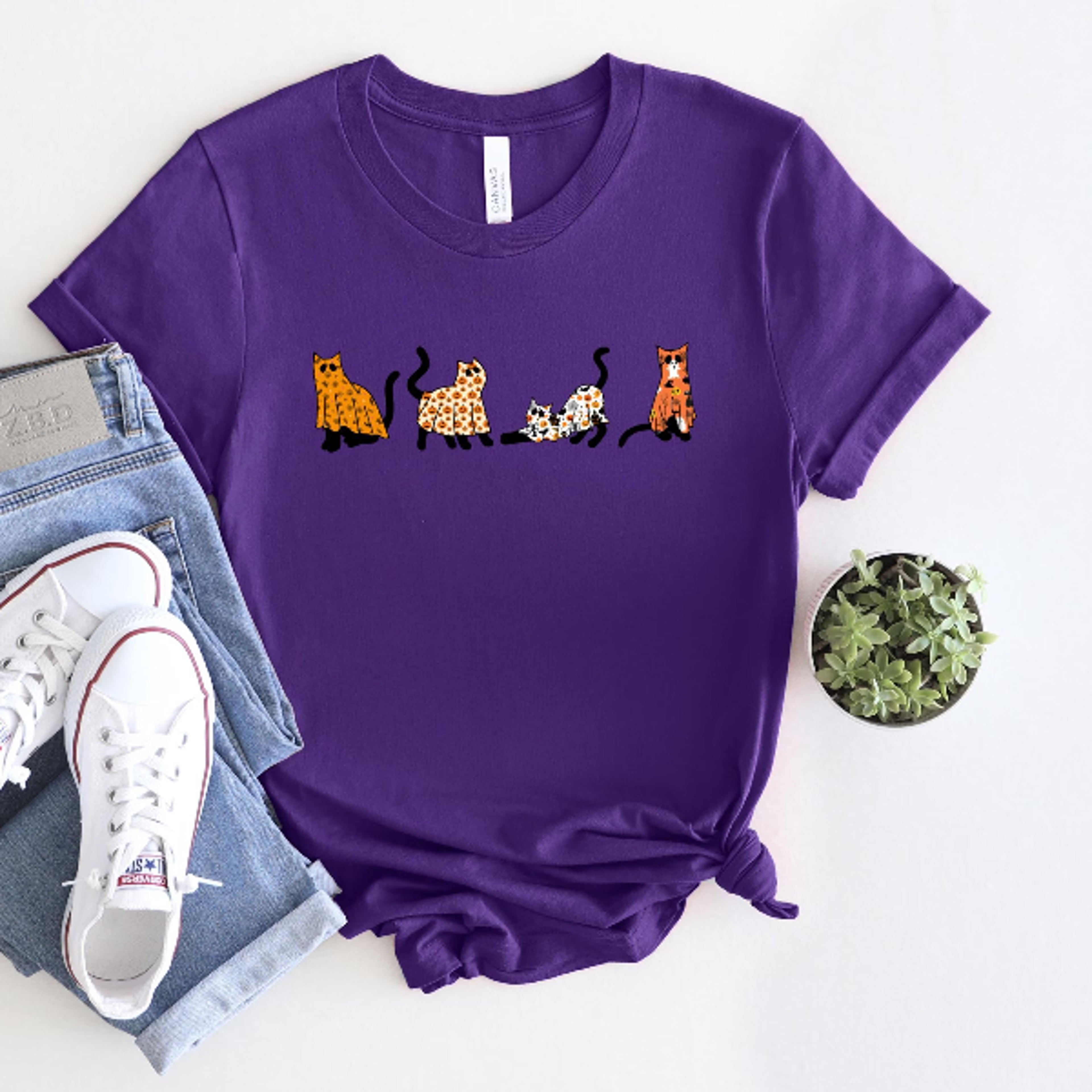 Ghost Cat Halloween Shirt Spooky Black Cat Lover Tee 1