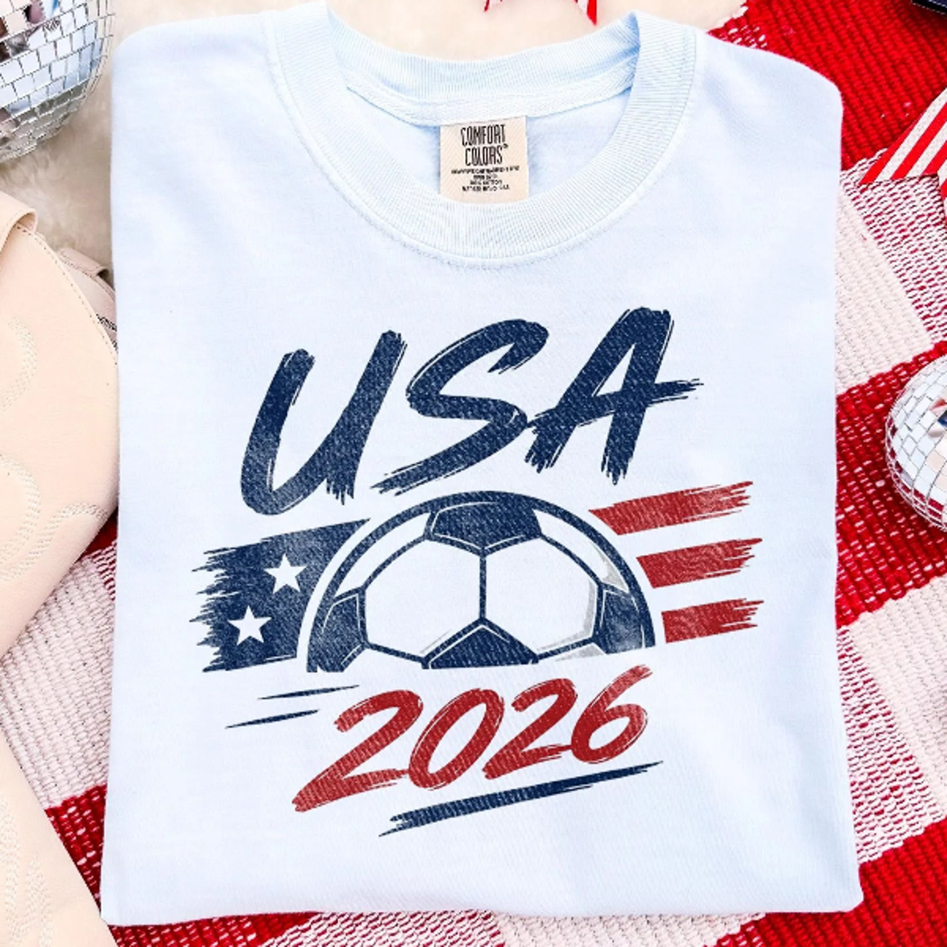usa 2026 soccer fan shirt, american football supporter graphic tee, vintage sports ball apparel for tournament fans