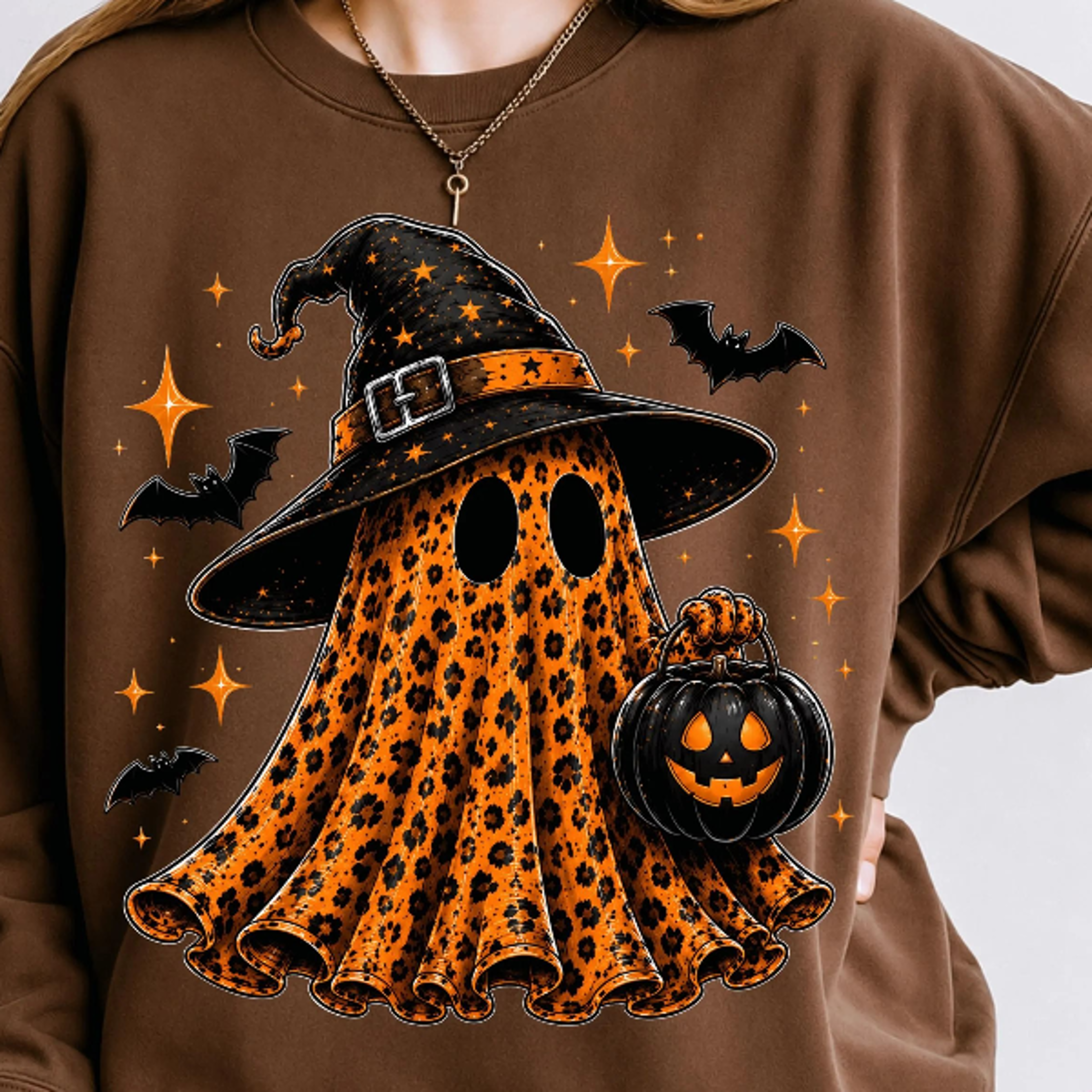 coquette leopard ghost png cute halloween ghost sublimation design preppy spooky season shirt