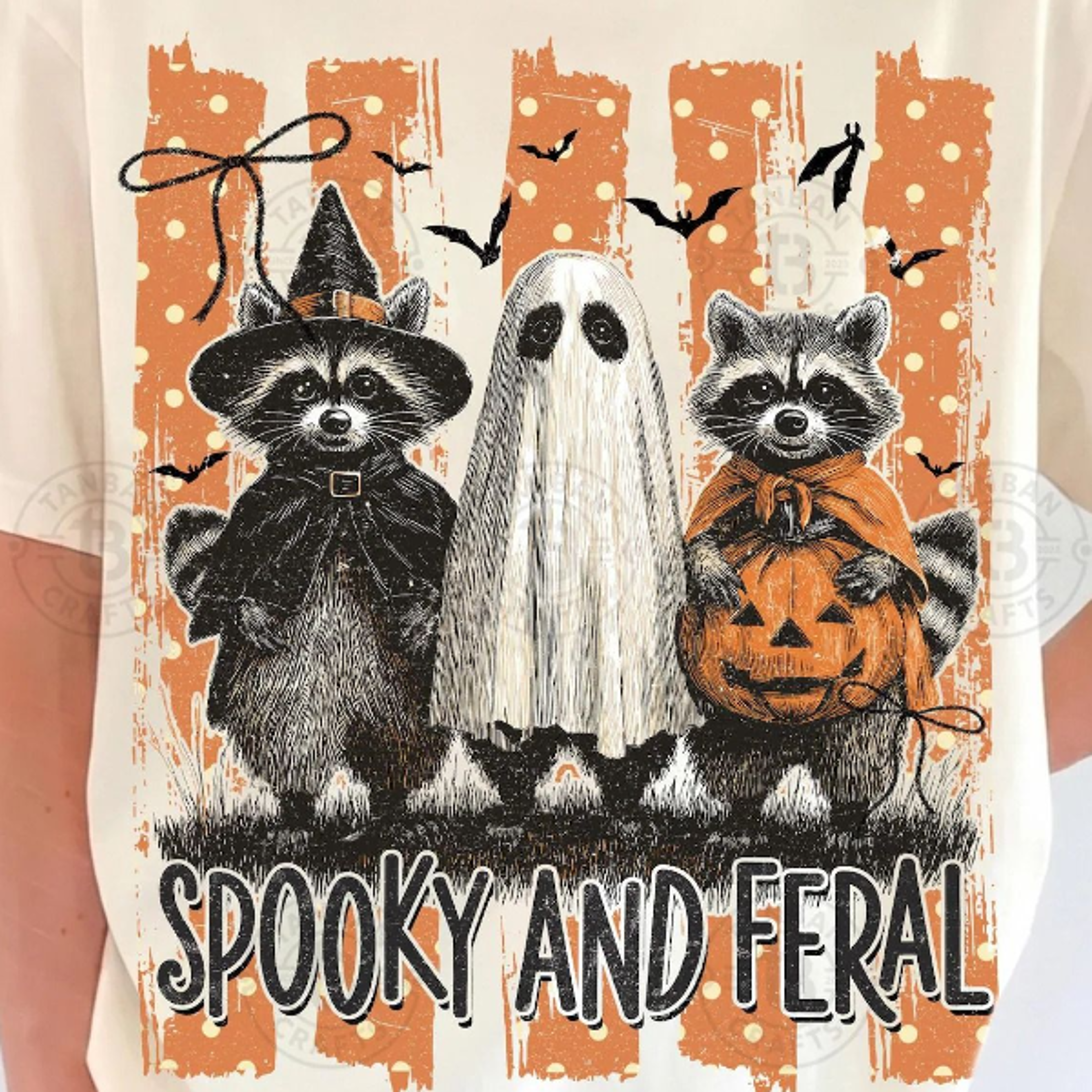 stripes spooky and feral raccoon png, halloween raccoon png, creepy cute raccoon ghost png, feral girl shirt design, hal