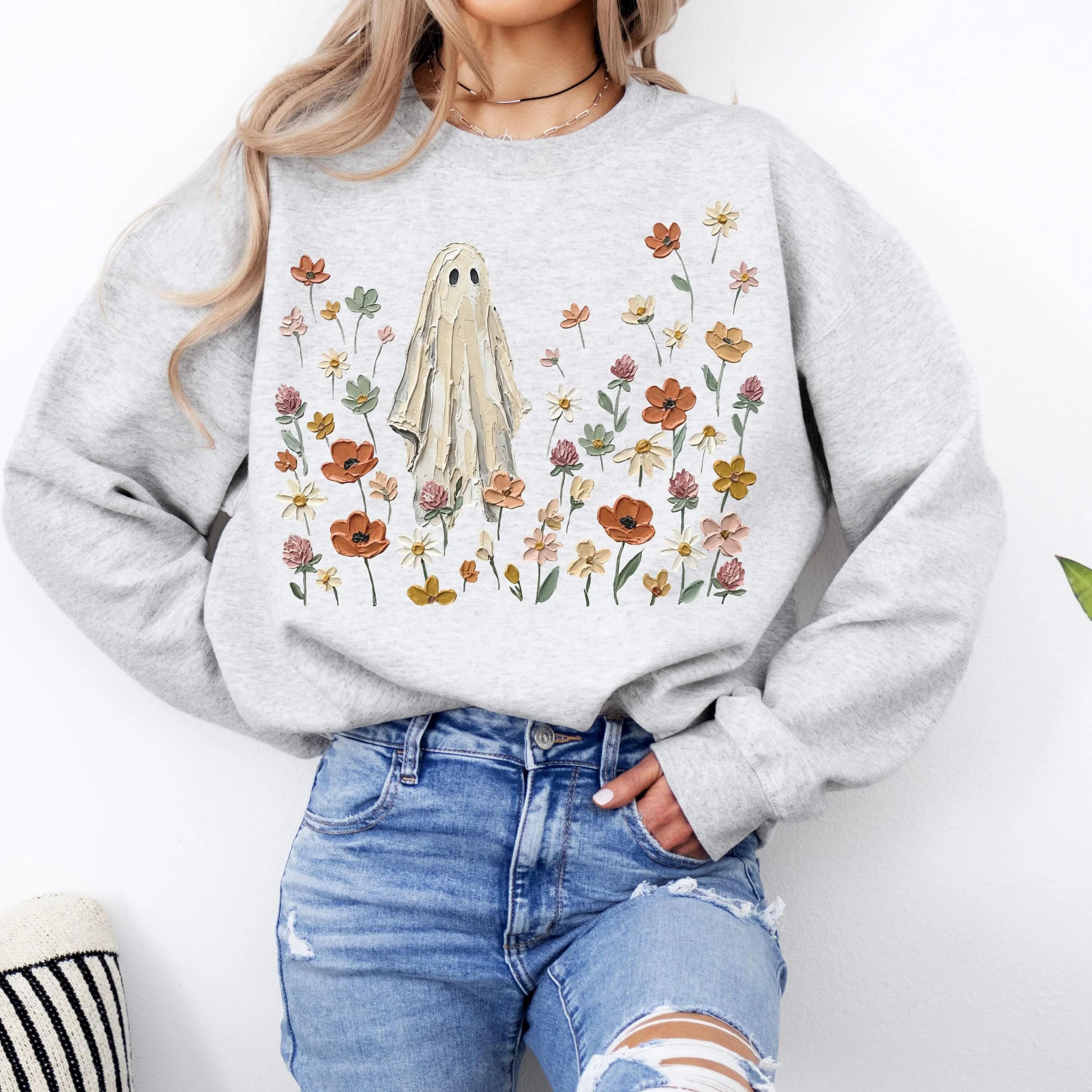 Wildflowers Ghost PNG  Spooky Season PNG  Ghost Lover Design  Spooky Floral Ghost  Botanical 2