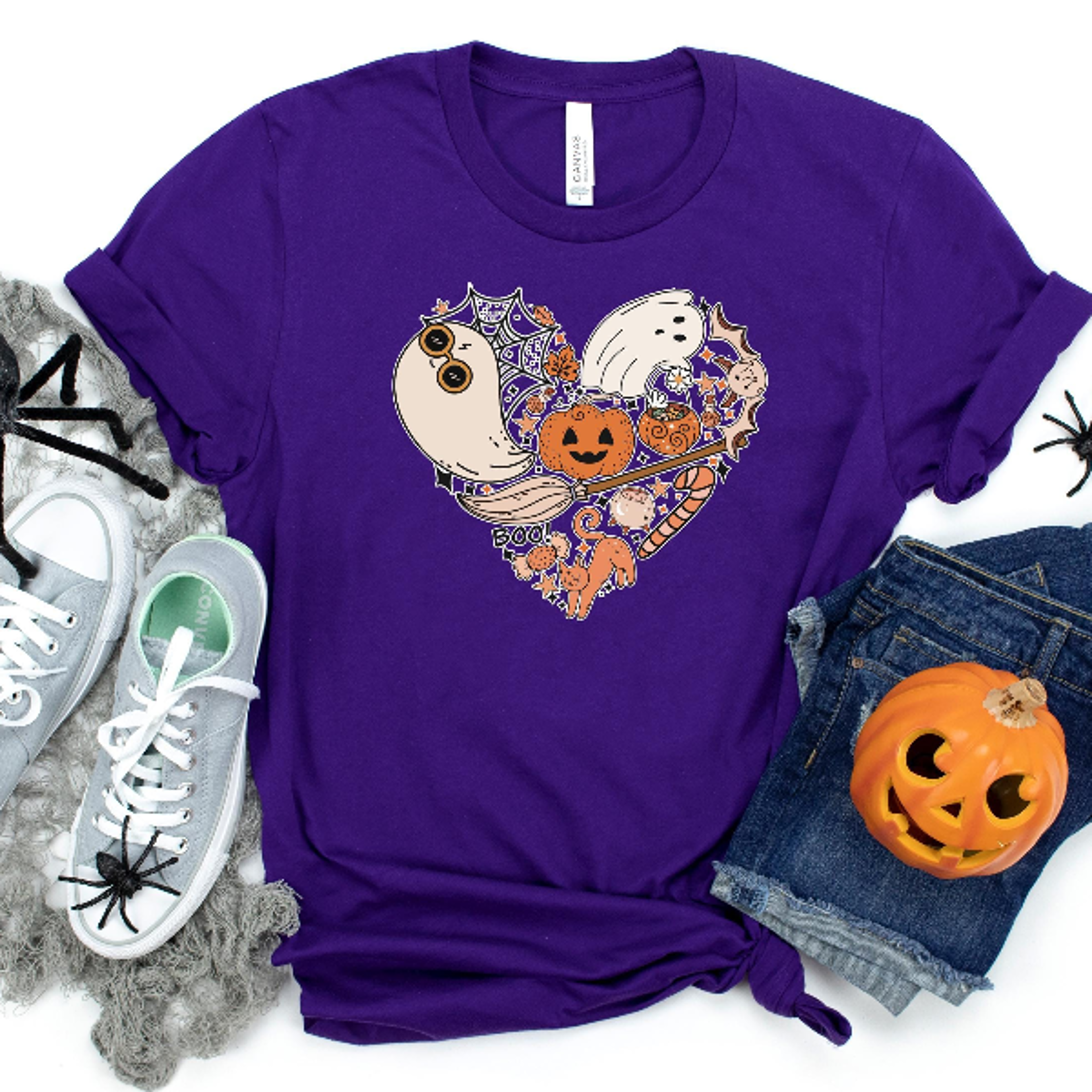 Halloween Doodles Heart Shirt Cute Happy Halloween Spooky Tee 1