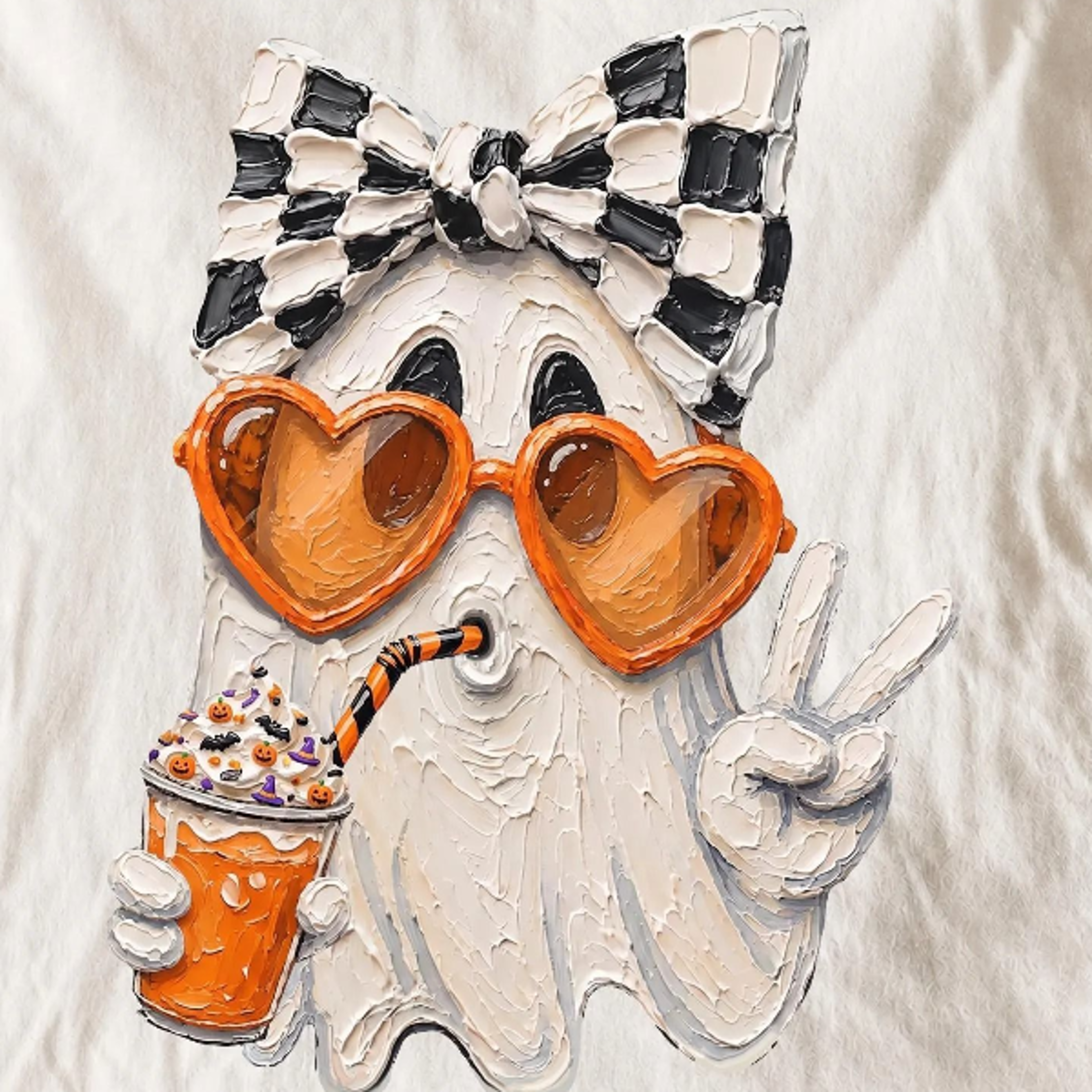 Cute Ghost Halloween Drinking Pumpkin Coffee Comfort Colors Shirt Coquette Bow Ghost Shirt Spooky S 
