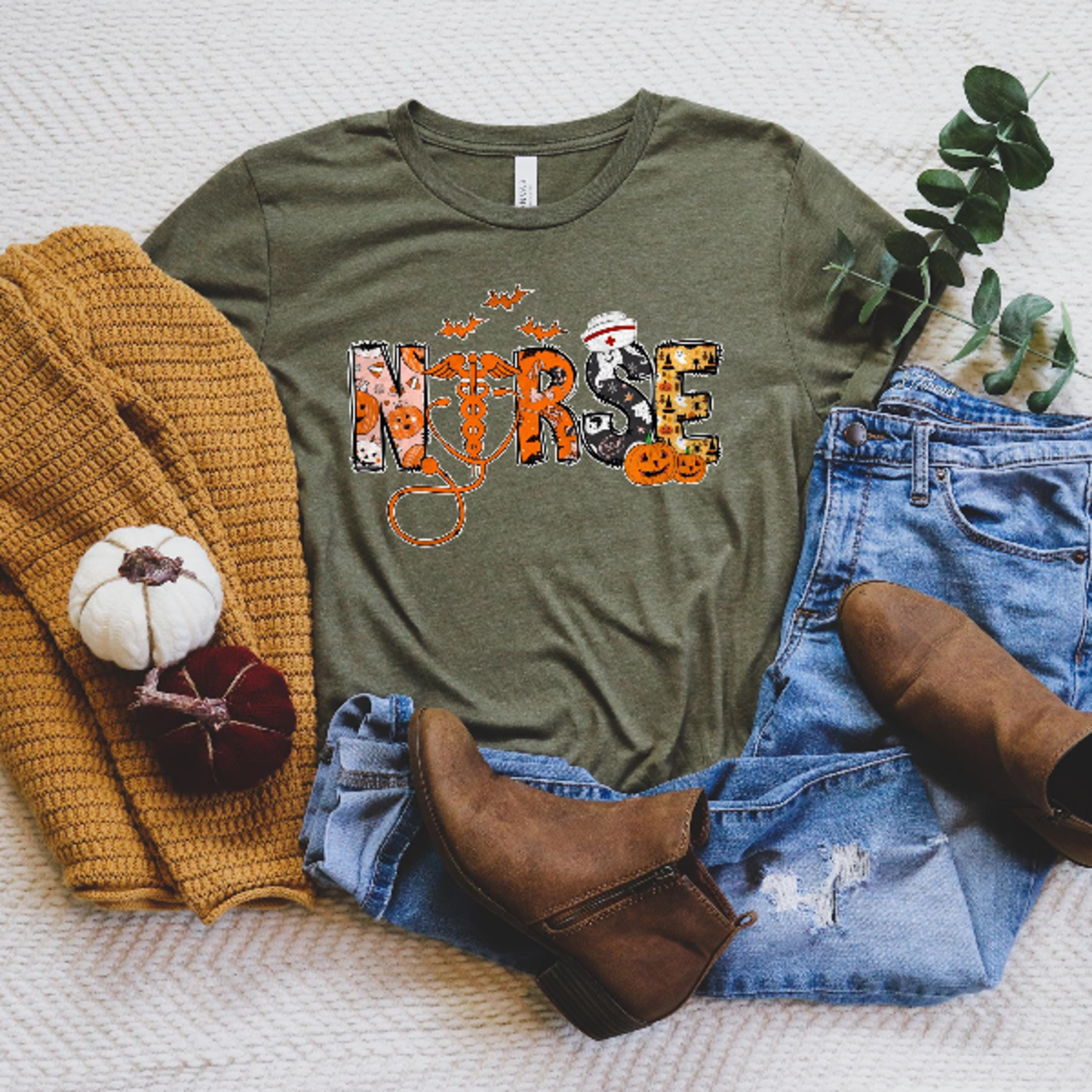 Halloween Nurse Shirt Cute Spooky Nurse Sweatshirt Tee 1