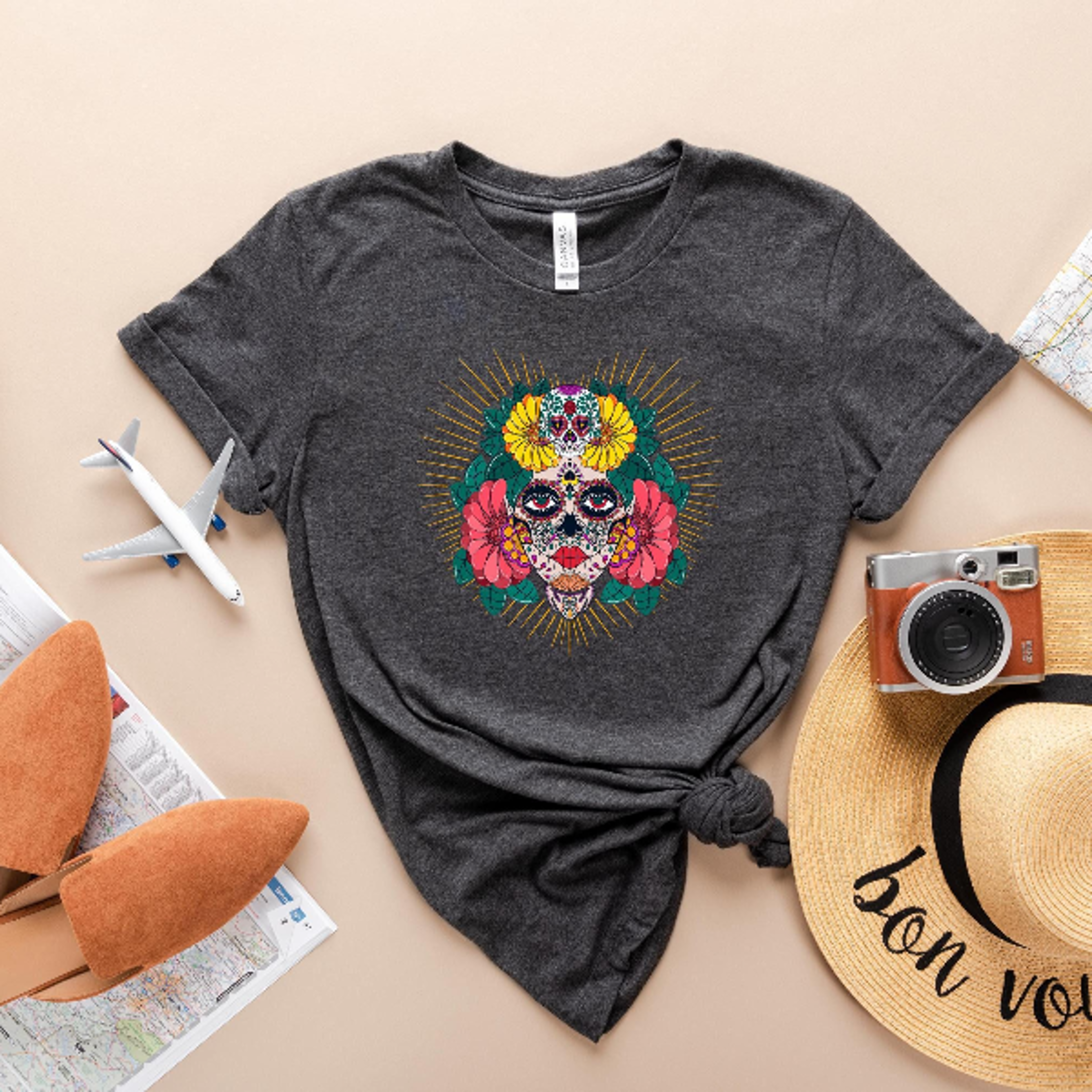 dia de los muertos t-shirt sugar skull day of the dead halloween tee