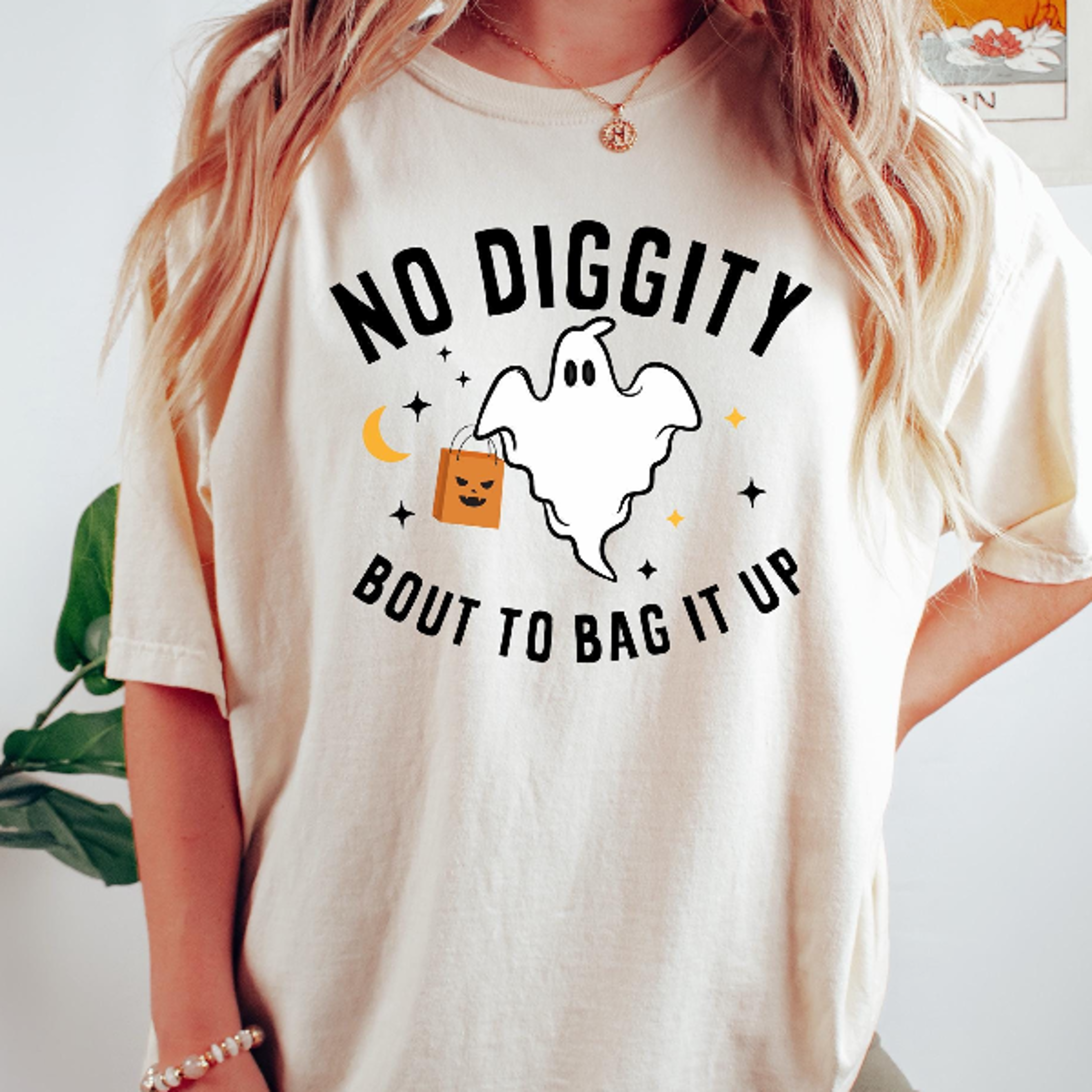 No Diggity Bout To Bag It Up Shirt Retro Ghost Spooky Season Tee 1