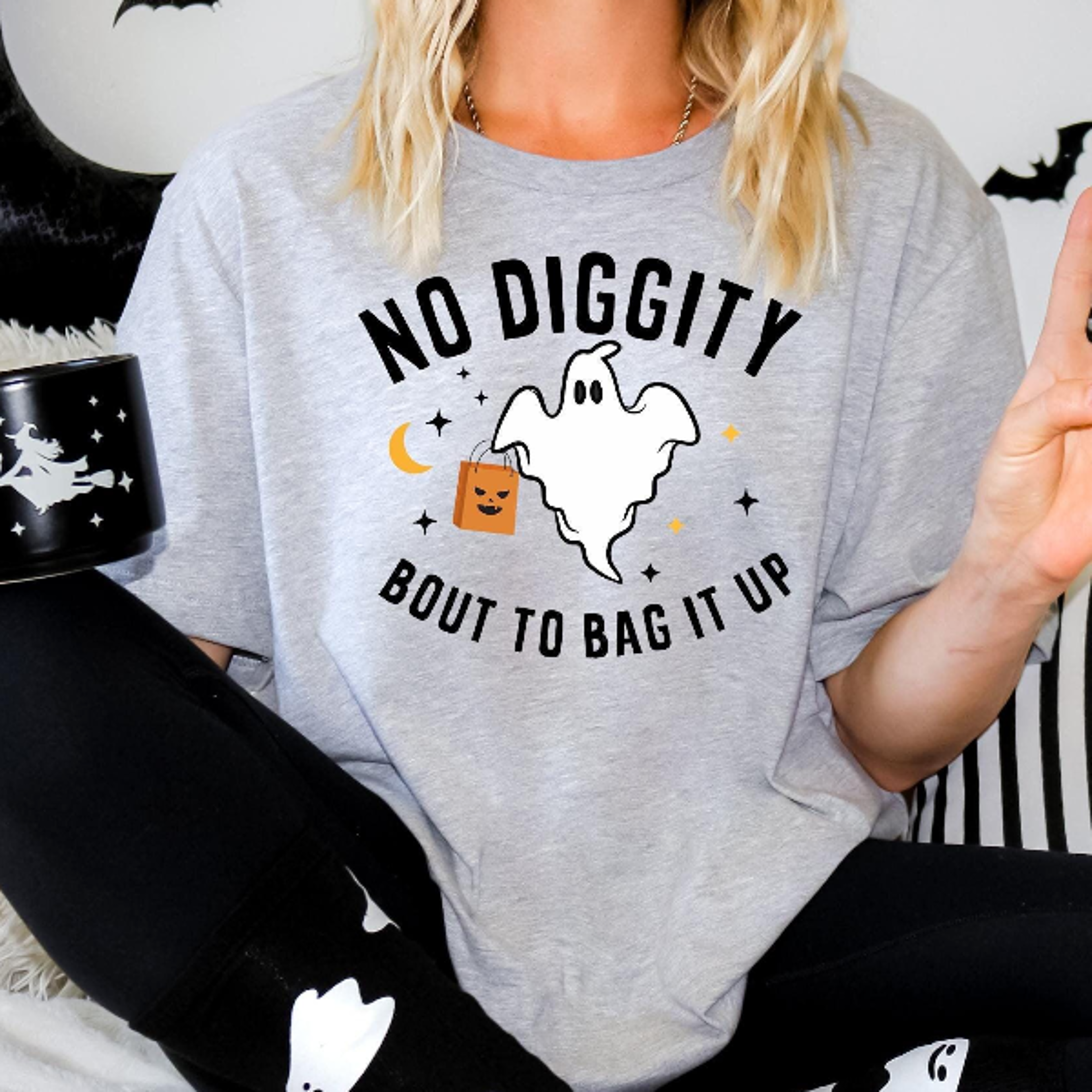 No Diggity Bout To Bag It Up Shirt Retro Ghost Spooky Season Tee 3