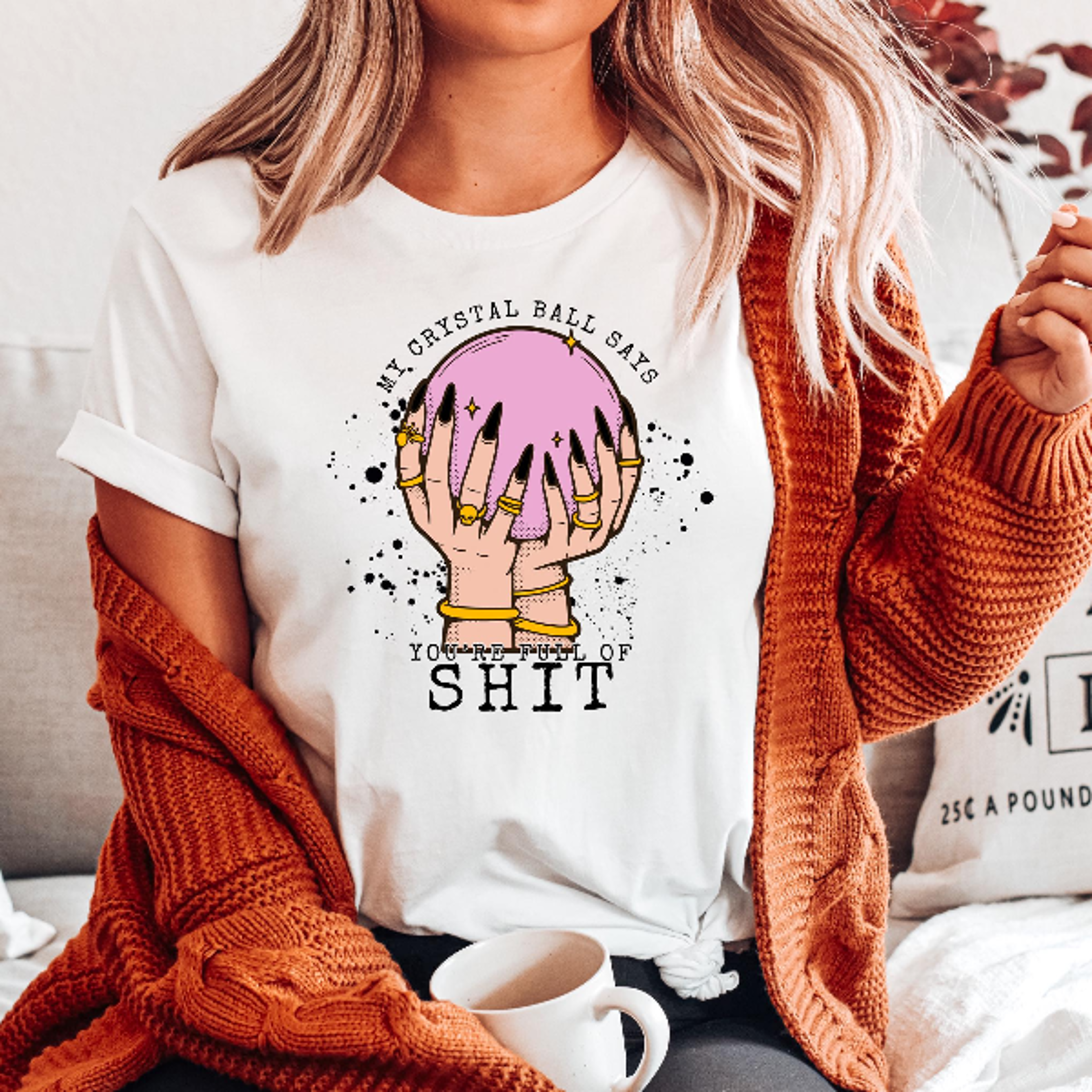 my crystal ball says you're full of shit shirt funny witchy halloween tee