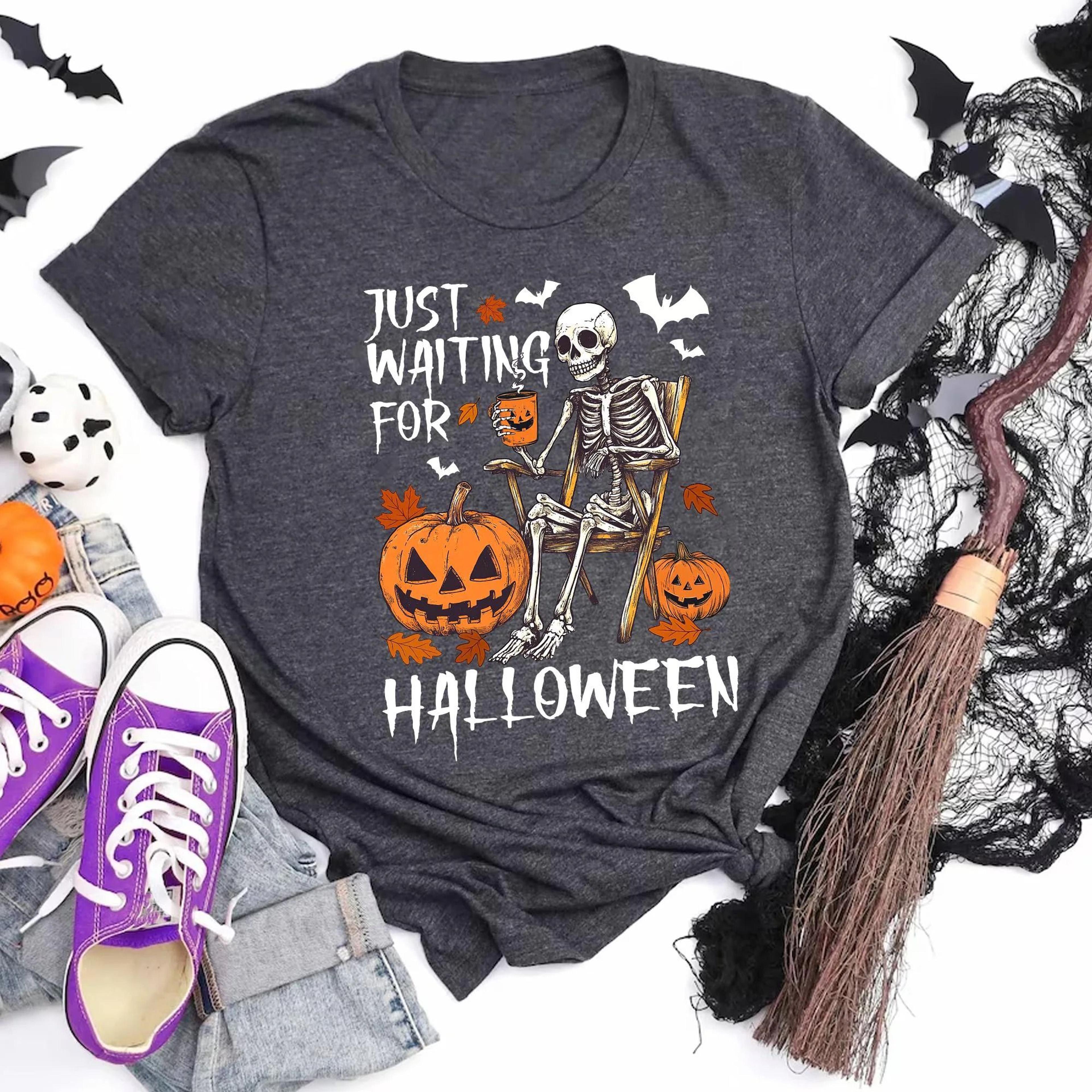 Skeleton Halloween Shirt Funny Pumpkin Design 1