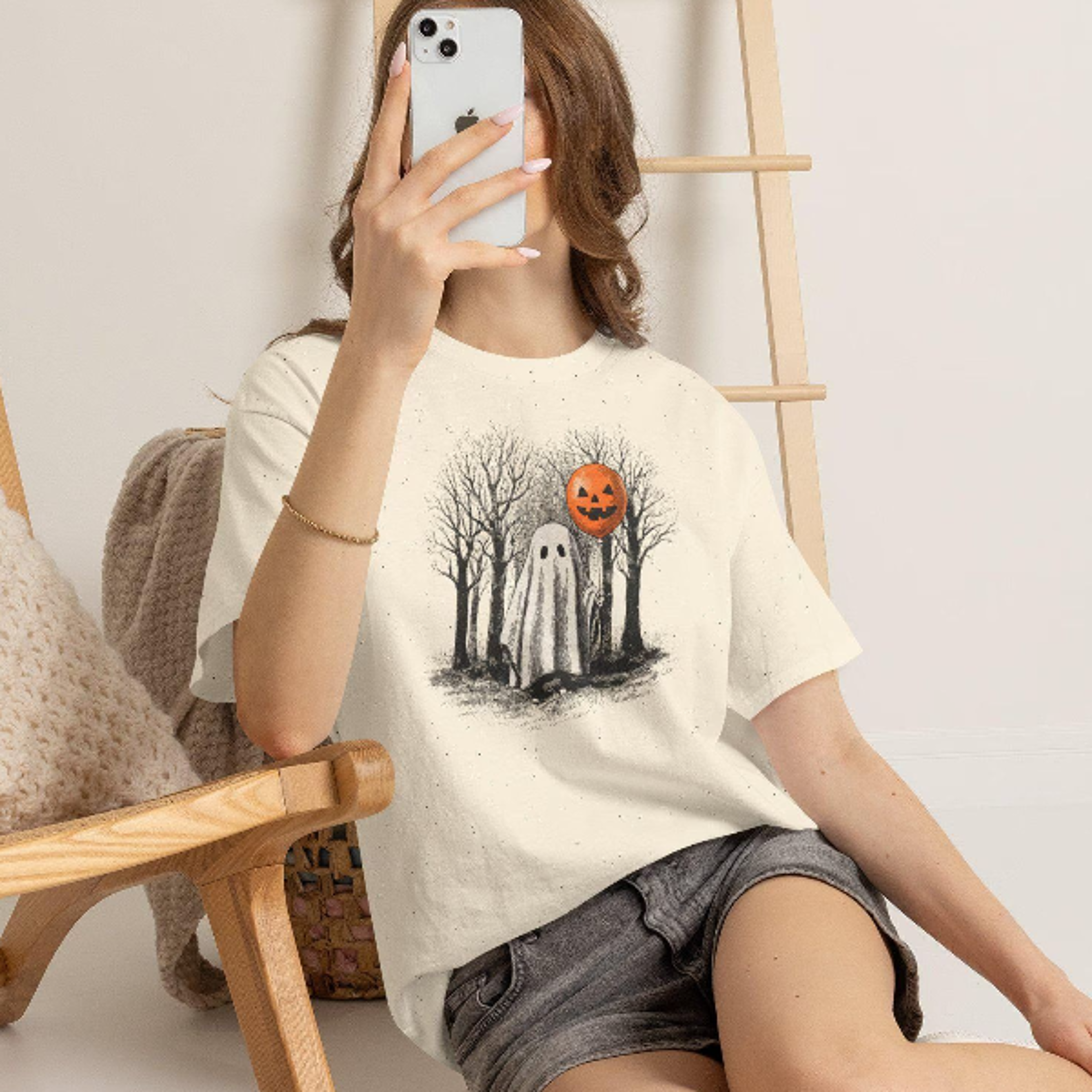 Halloween Lovers Tshirt Spooky Season Shirt Shirt With Cute Ghost Halloween Lovers Tshirt Retro Hal 