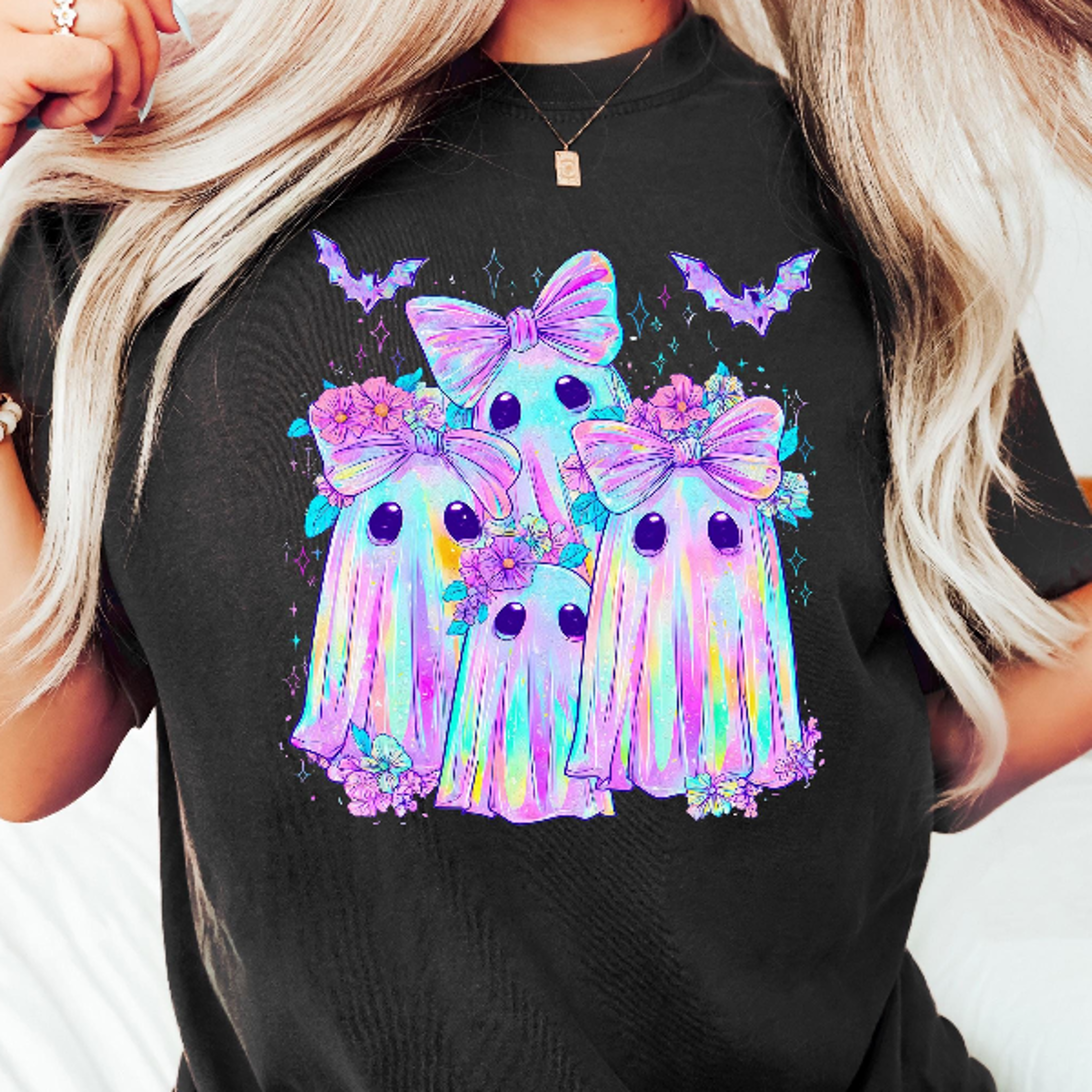 Ghost Bow Coquette Halloween Shirt Cute Spooky Season Tee 1