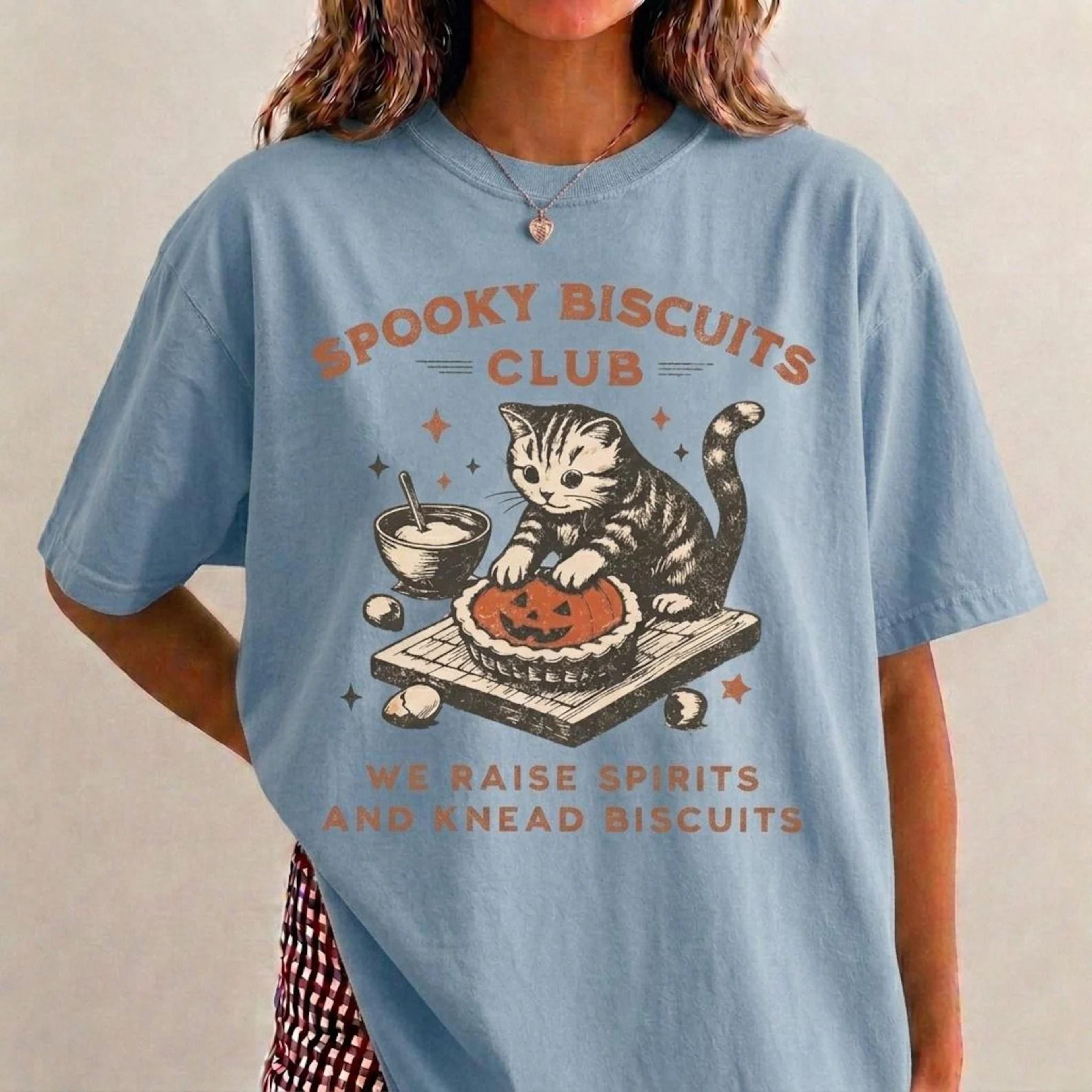 Spooky Biscuits Club Shirt Halloween Cat TShirt Pumpkin Pie Tee Spooky Cat Shirt Halloween Baking T 1