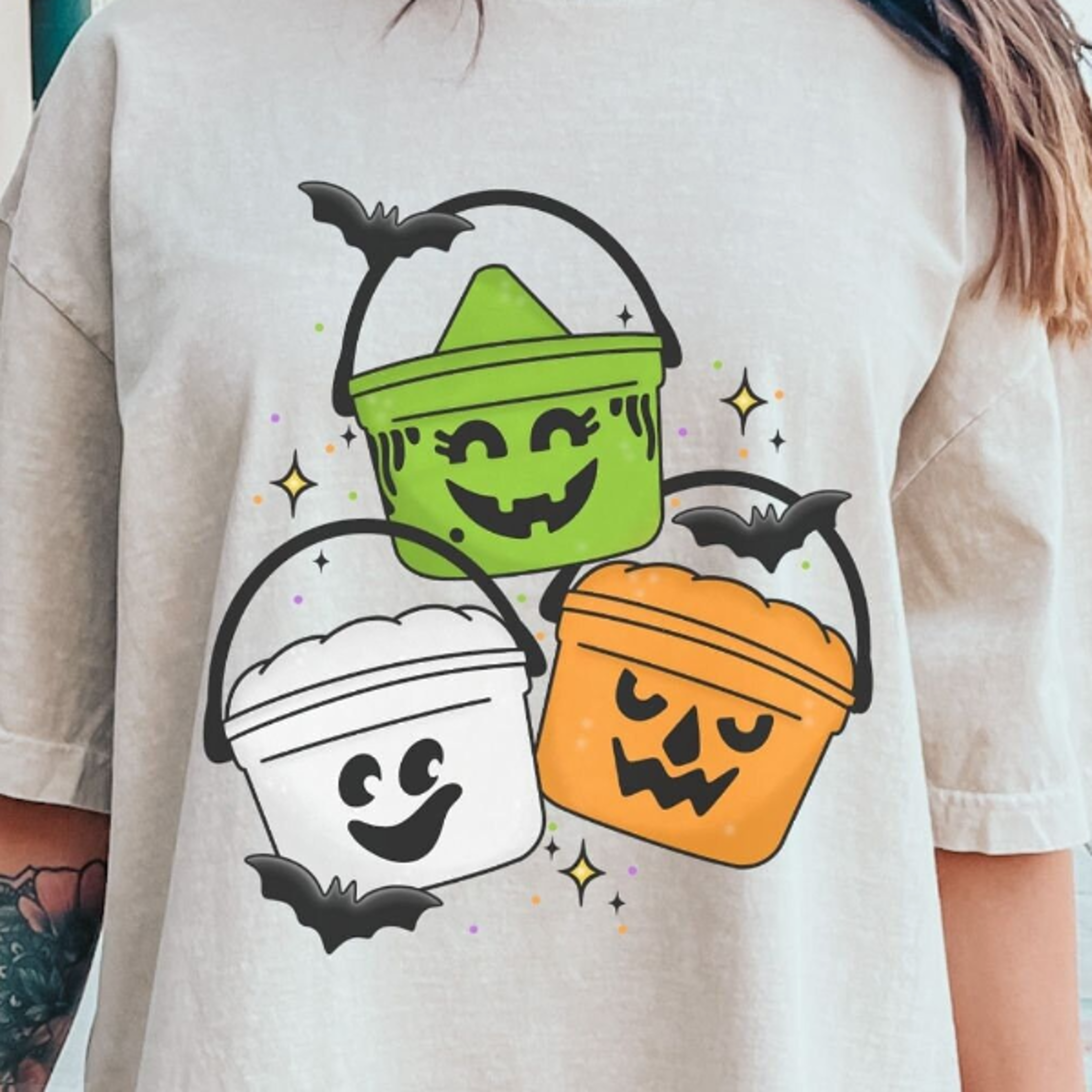 vintage halloween bucket shirt cute 90s nostalgia retro graphic tee trendy, halloween boo pails tshirt plus size tshirt,
