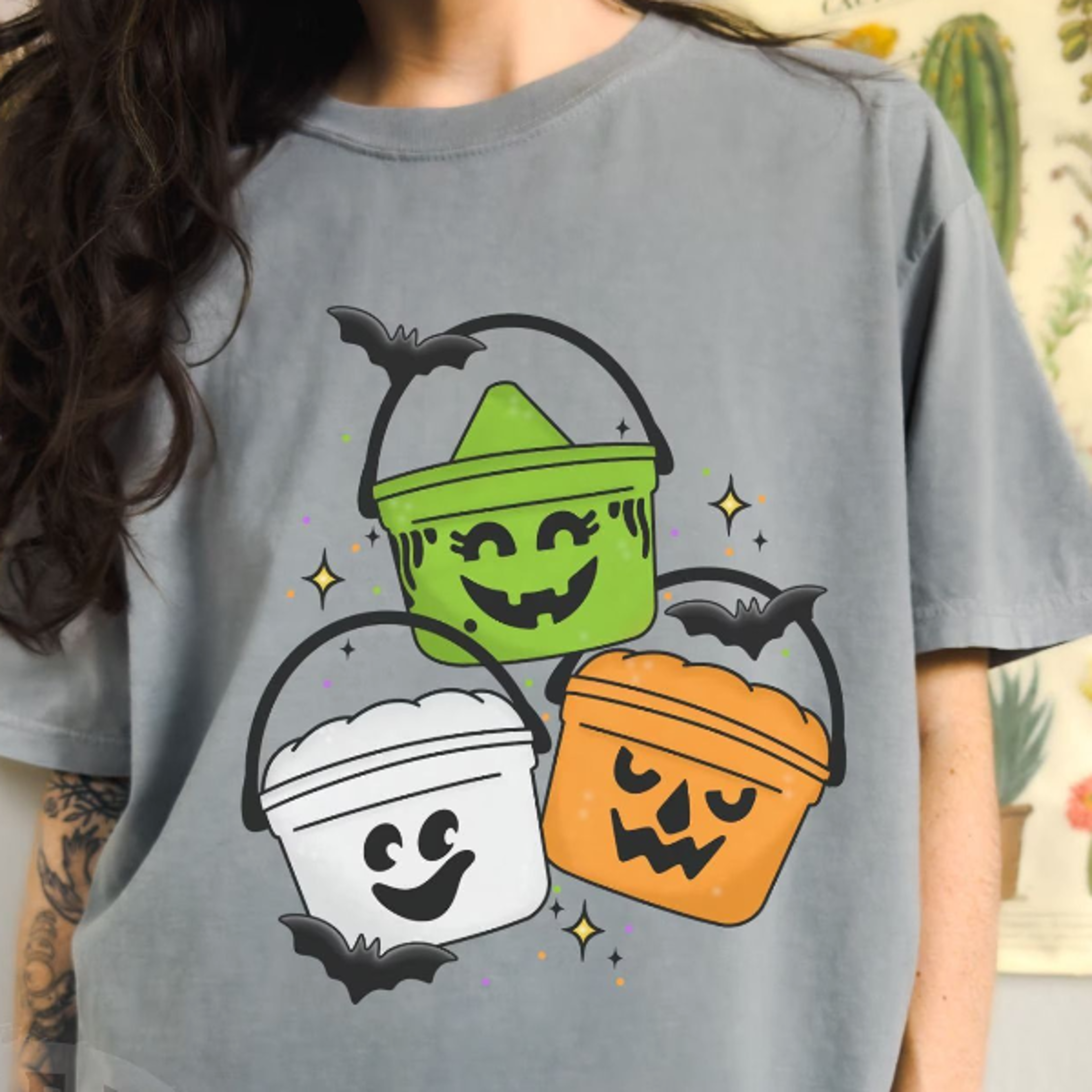 Vintage Halloween Bucket Shirt Cute 90s Nostalgia Retro Graphic Tee Trendy Halloween Boo Pails Tshi 