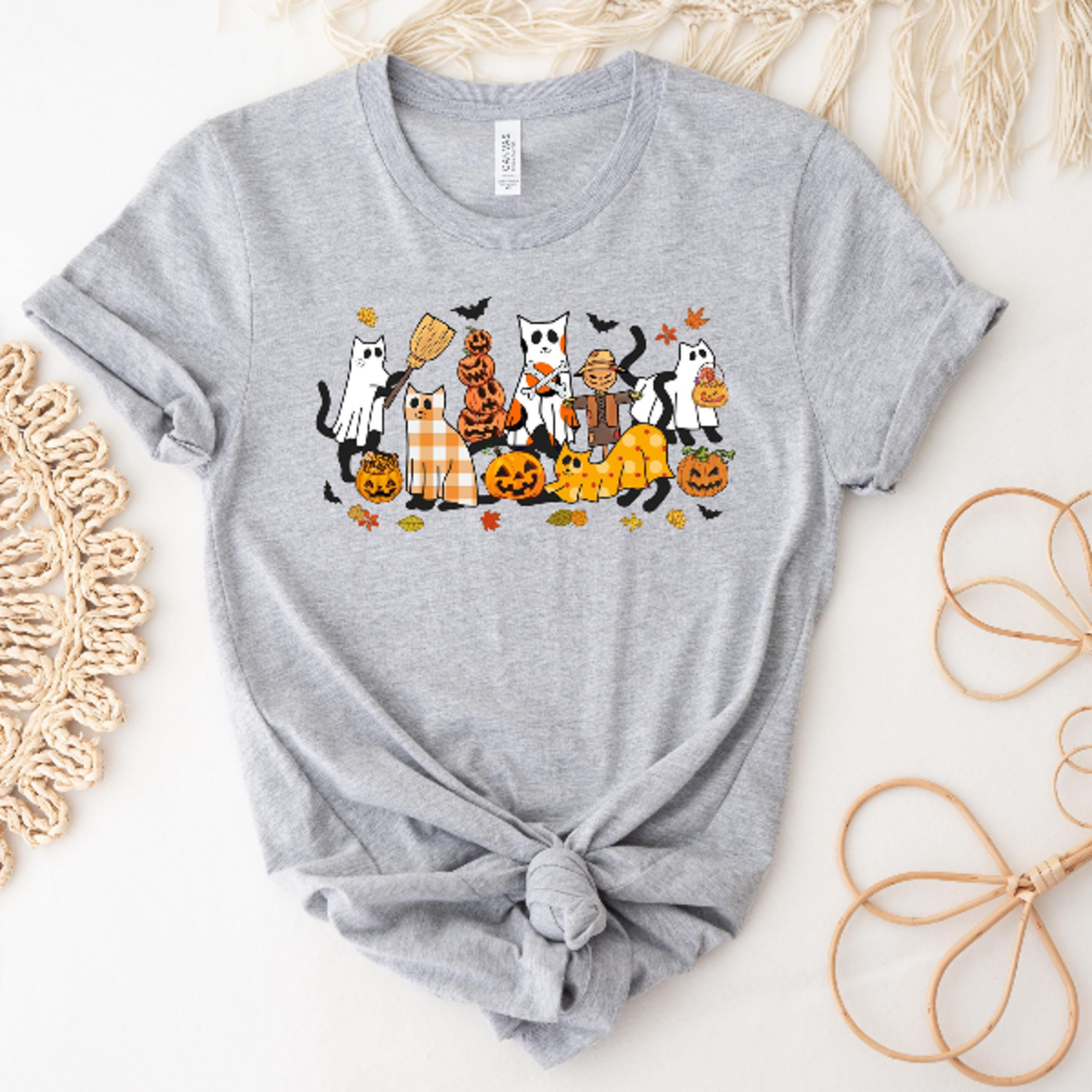 ghost cat halloween shirt cute retro cat lover spooky tee
