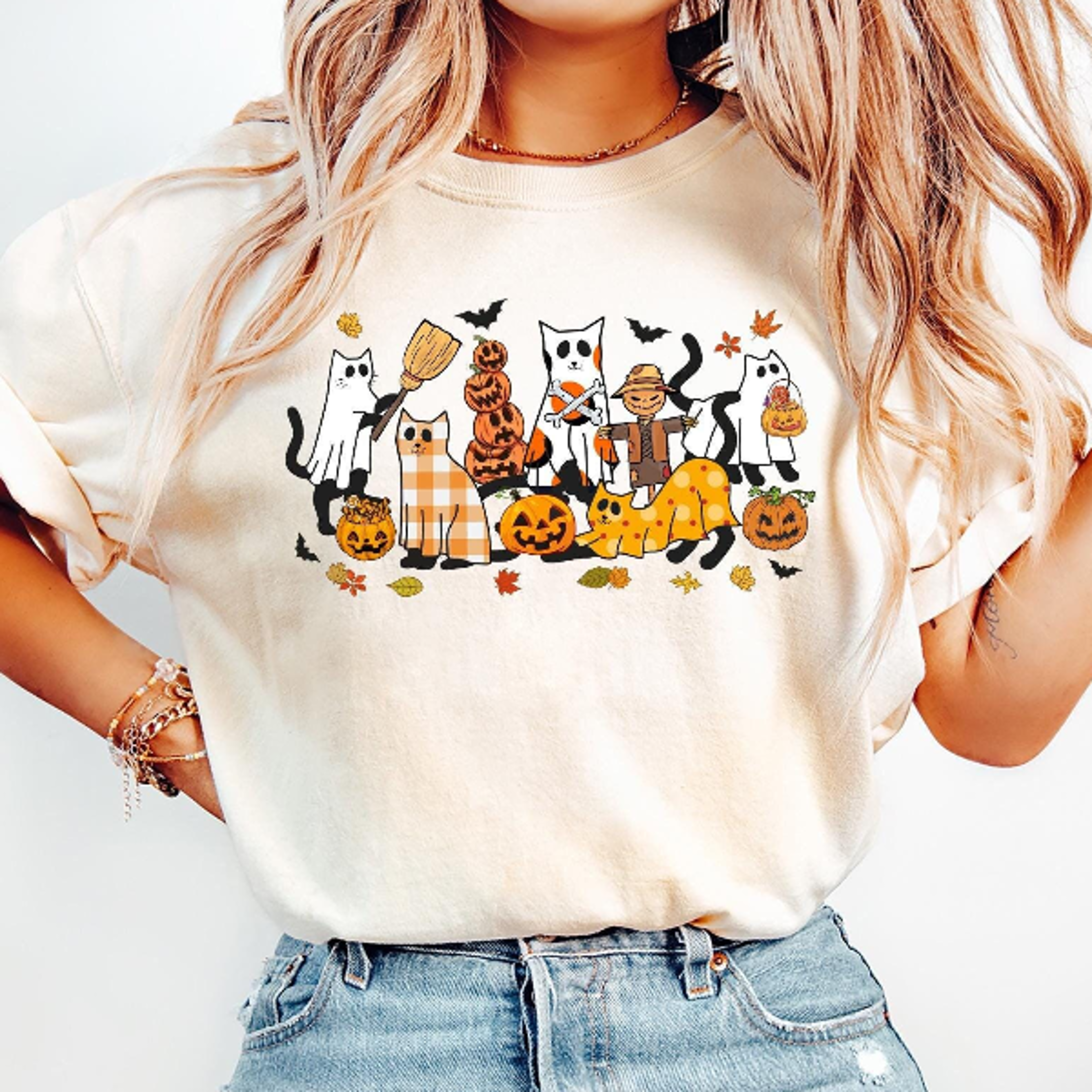 Ghost Cat Halloween Shirt Cute Retro Cat Lover Spooky Tee 2