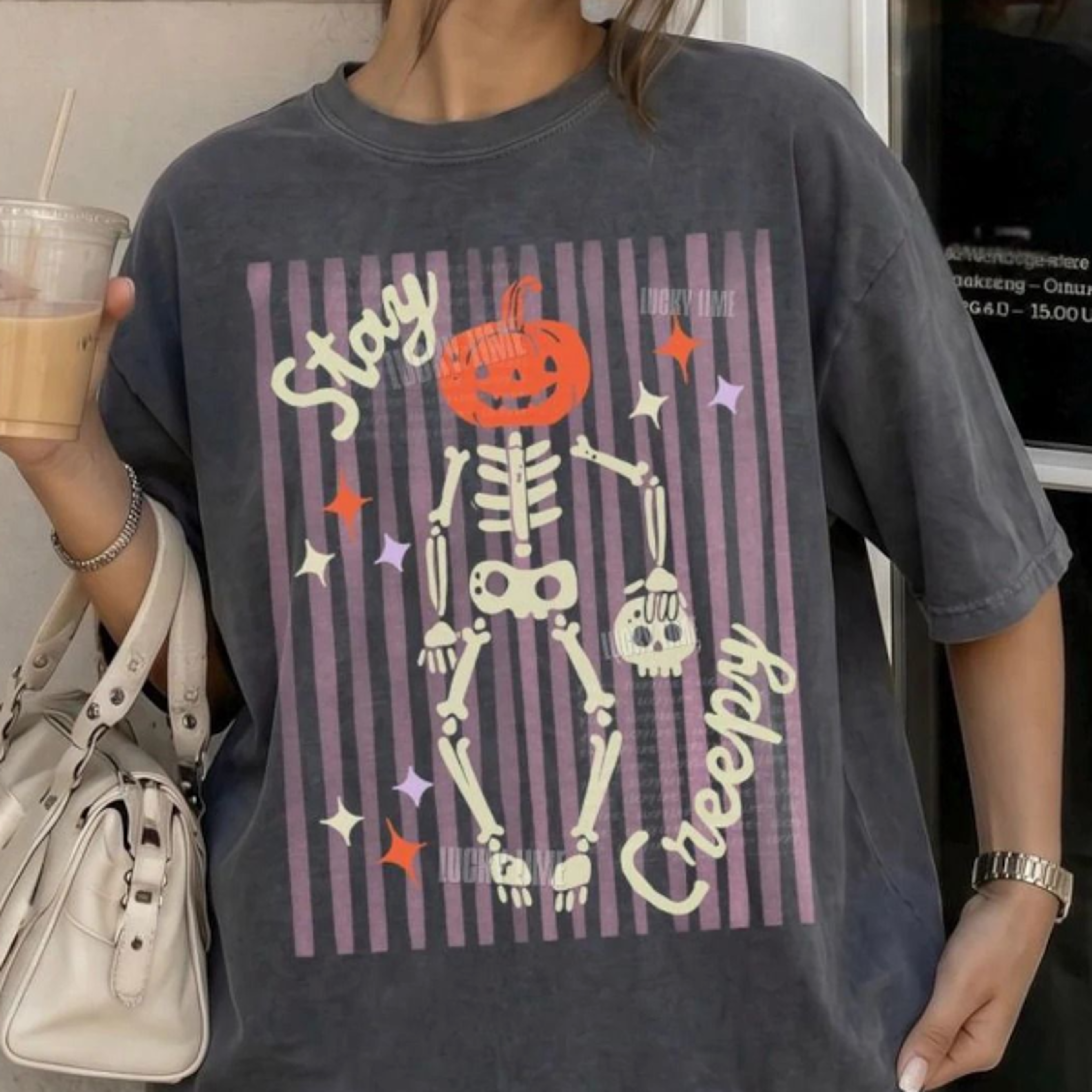 stay creepy shirt, womens halloween shirt, skeleton halloween tee, funny halloween outfit, skull tshirt, spooky season s