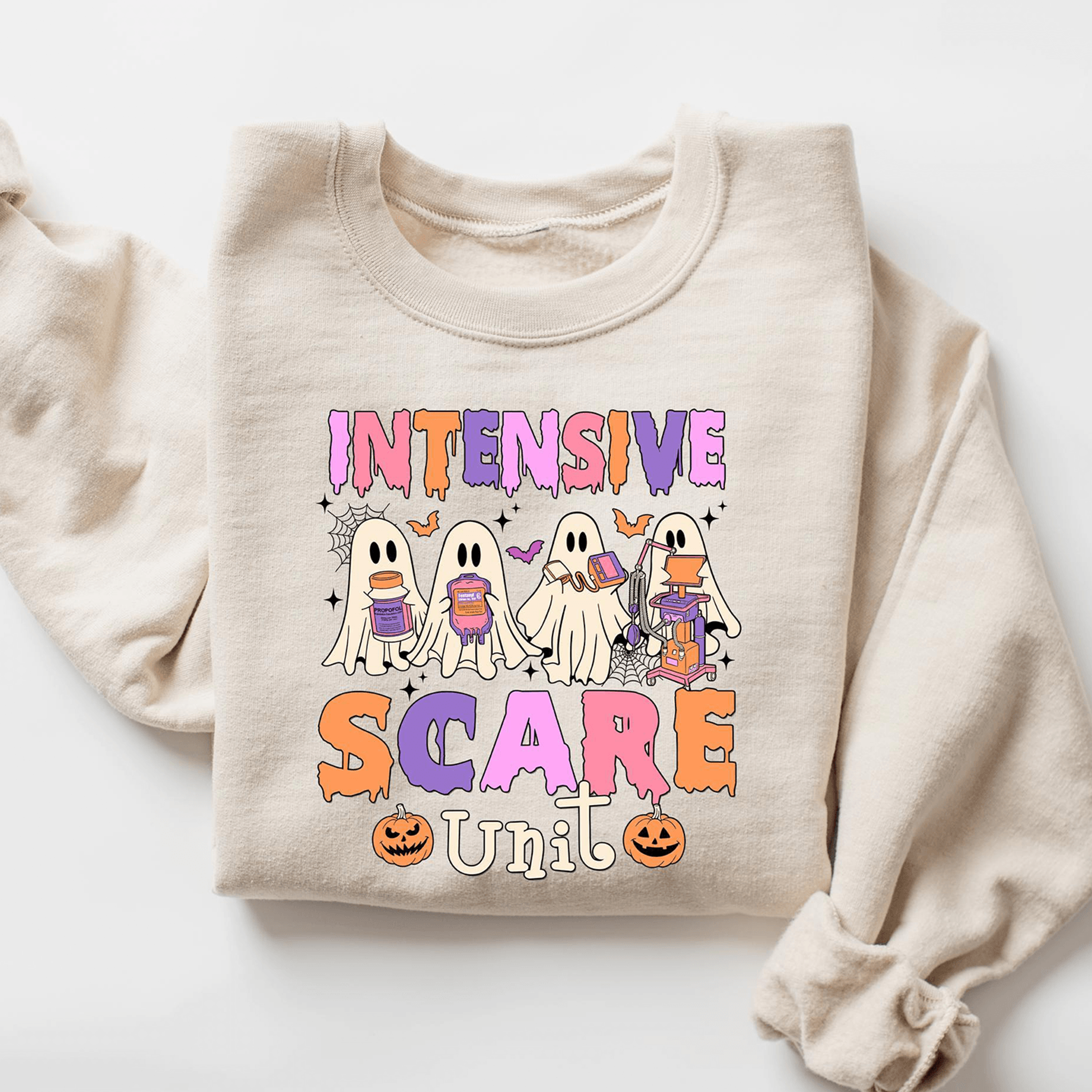 ICU Nurse Halloween Shirt Intensive Scare Unit Spooky Crew Tee 2