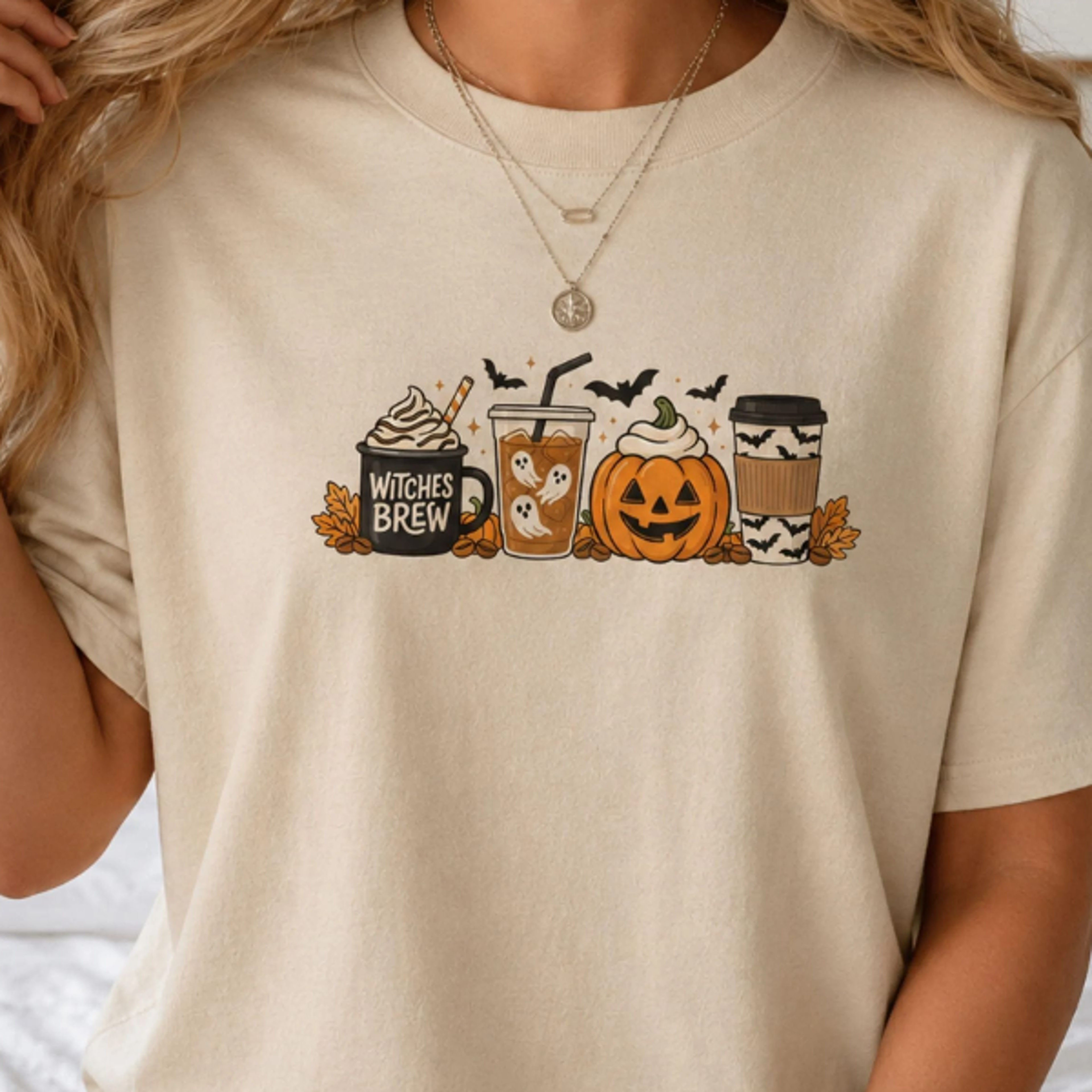 halloween pumpkin latte lineup t-shirt | spooky coffee graphic tee amir