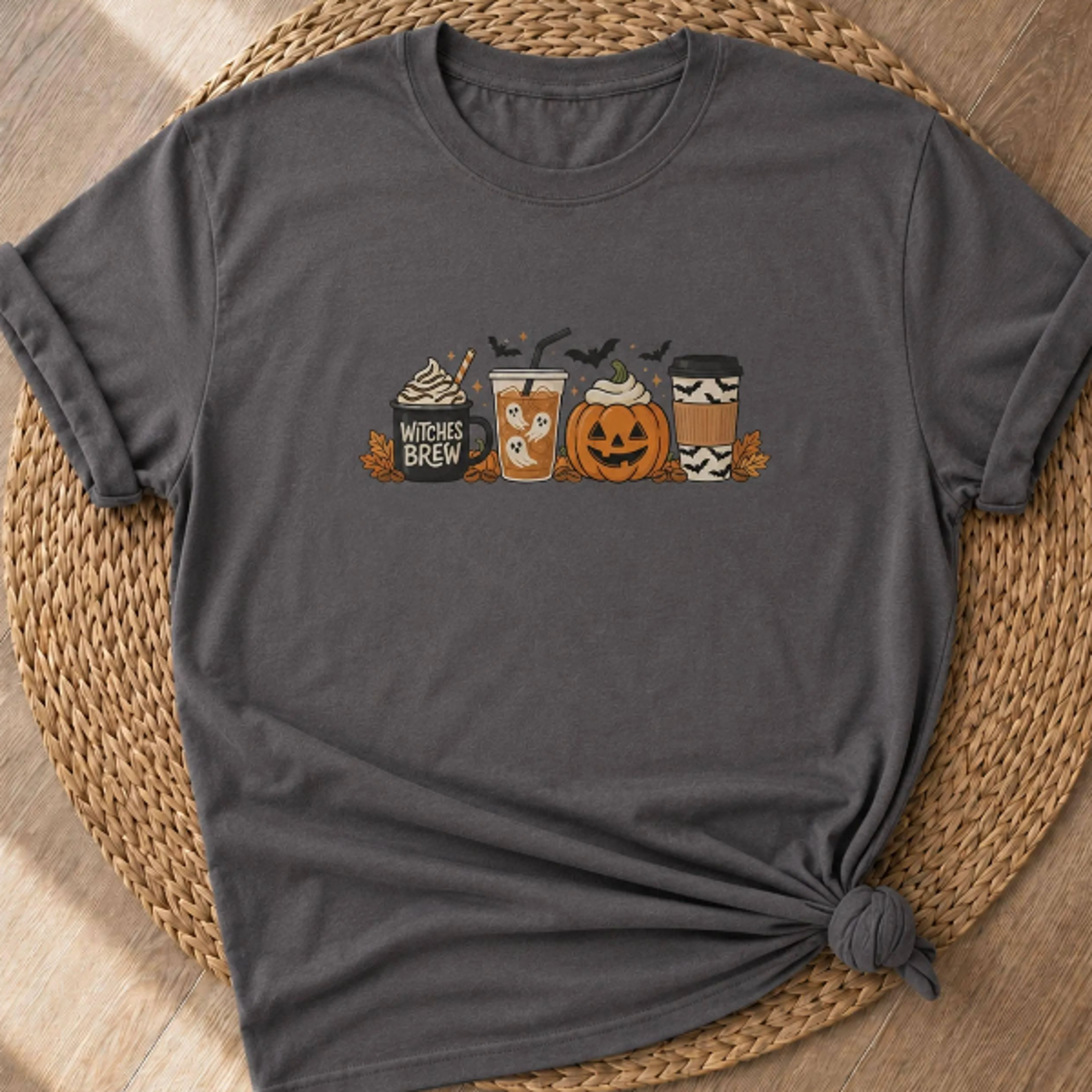 Halloween Pumpkin Latte Lineup TShirt  Spooky Coffee Graphic Tee Amir 1