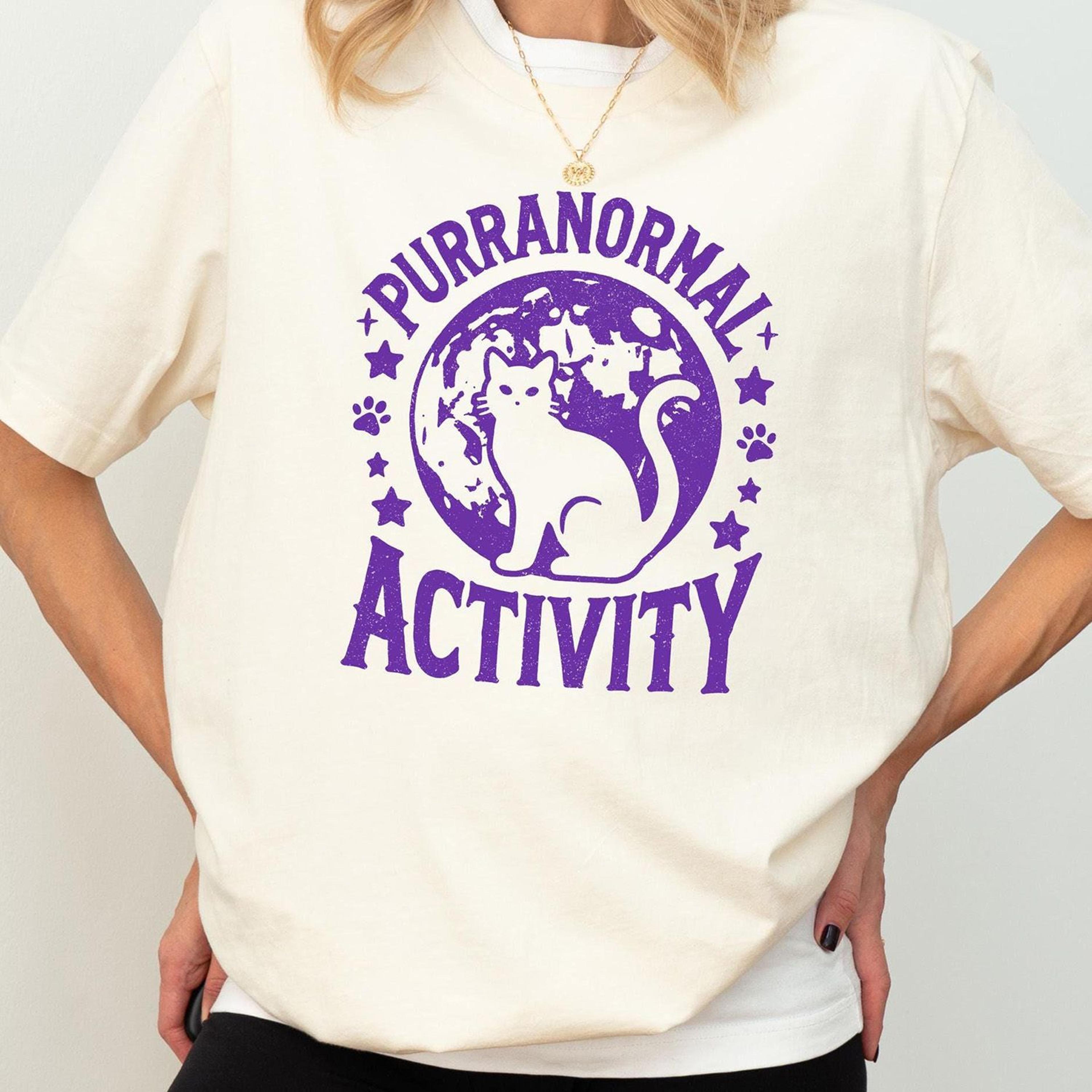 Purranormal Activity Ghost Cat Shirt Funny Halloween Spooky Tee 1