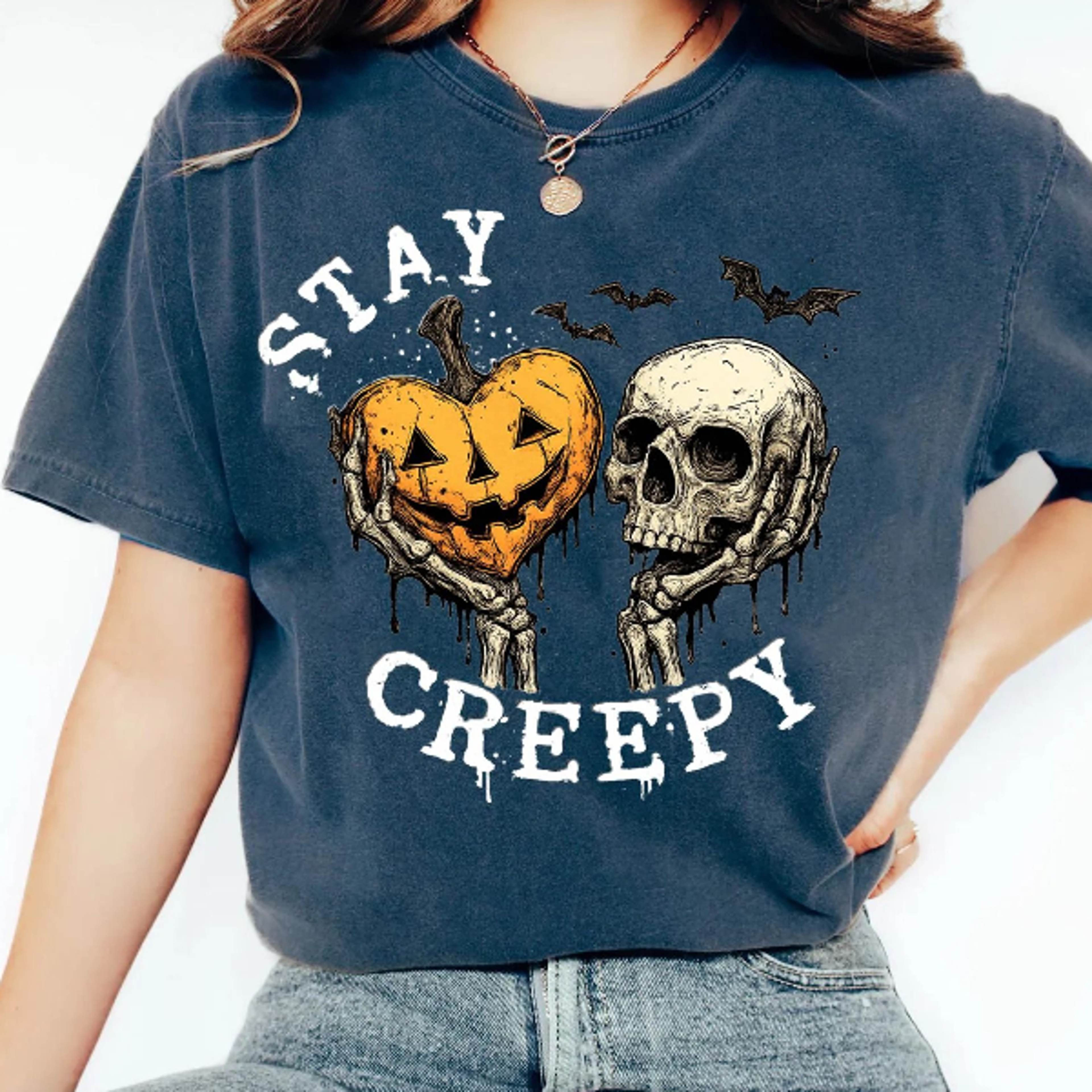 Creepy Shirt Womens Halloween Sweatshirt Cute Skeleton Hands Tee Funny Halloween Outfit Skull Tee S 