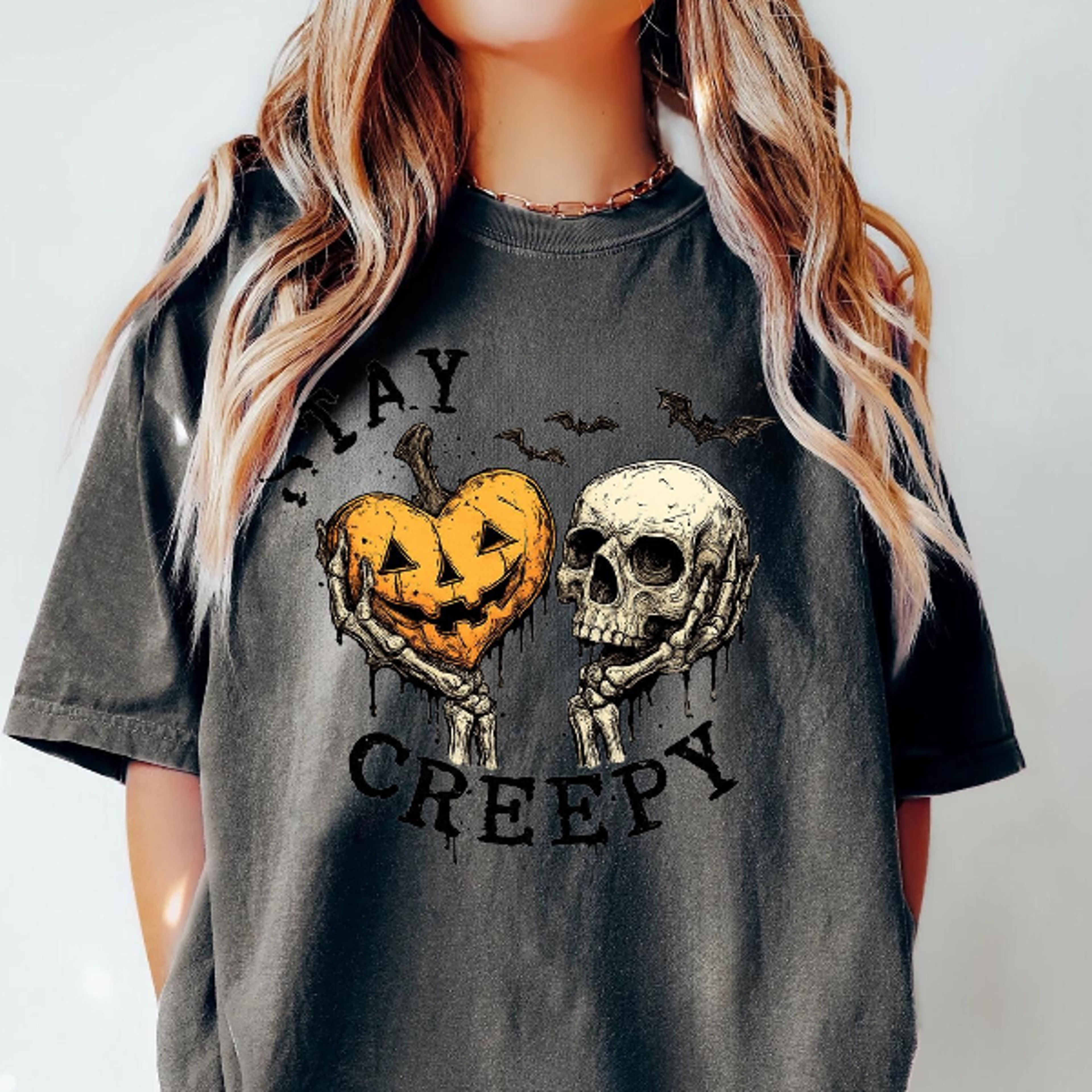 Creepy Shirt Womens Halloween Sweatshirt Cute Skeleton Hands Tee Funny Halloween Outfit Skull Tee S 