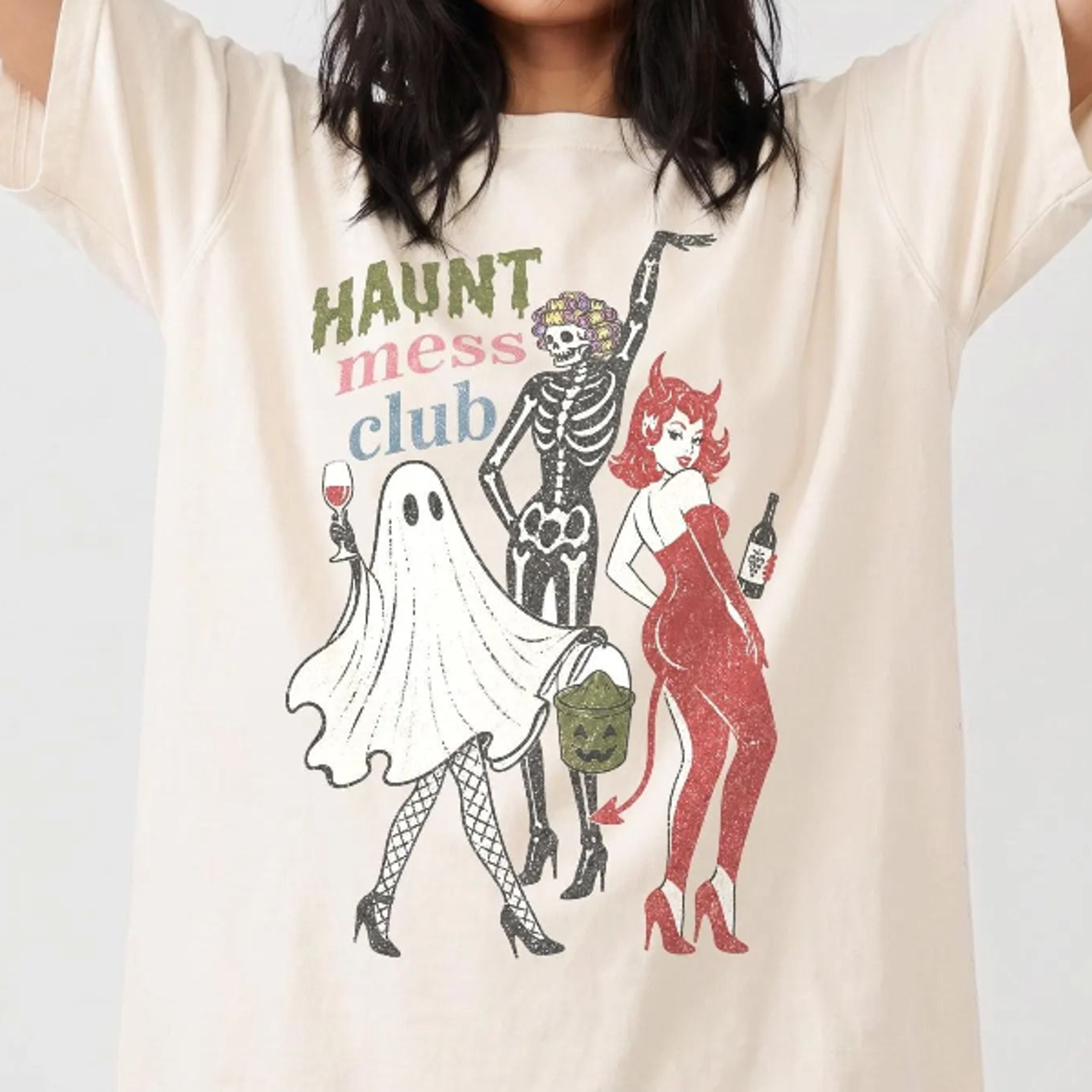 funny halloween graphic tee, haunt mess club shirt