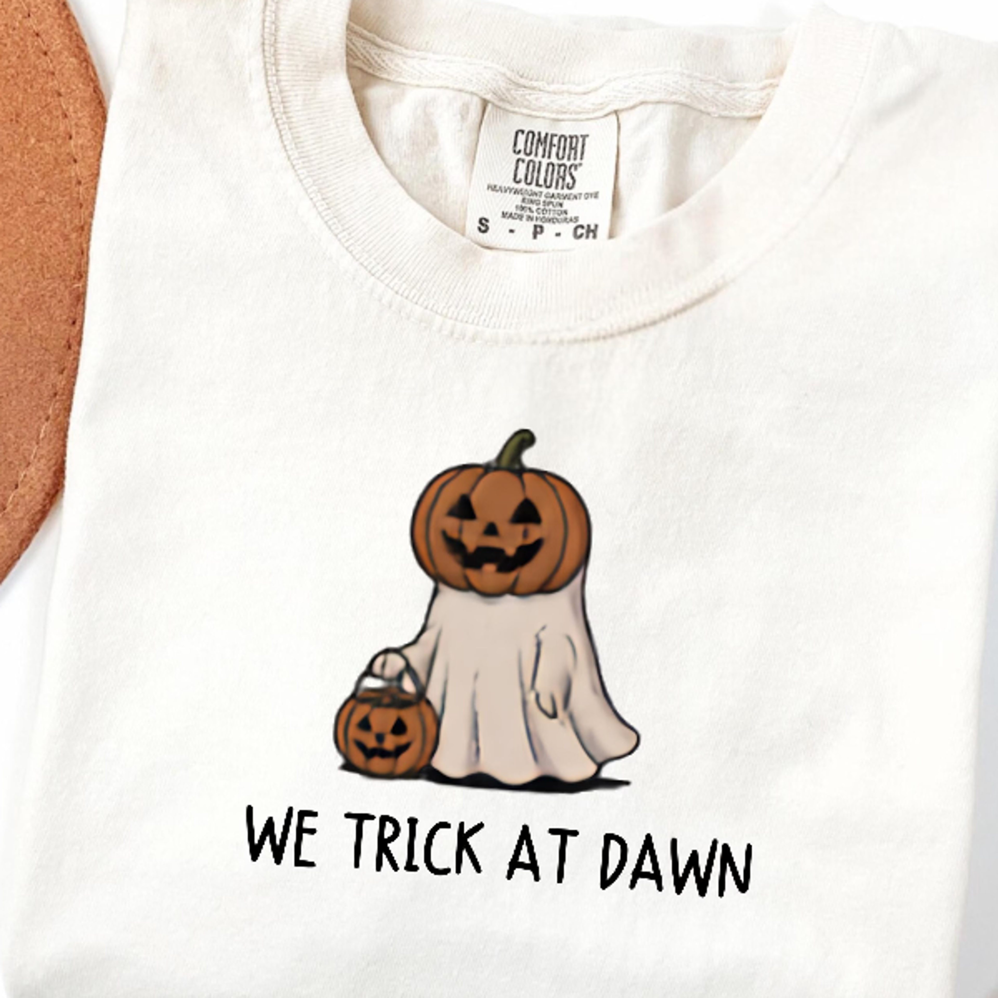 pumpkin ghost halloween shirt,we trick at dawn t-shirt,trick or treat shirt,funny meme,cute spooky fall g