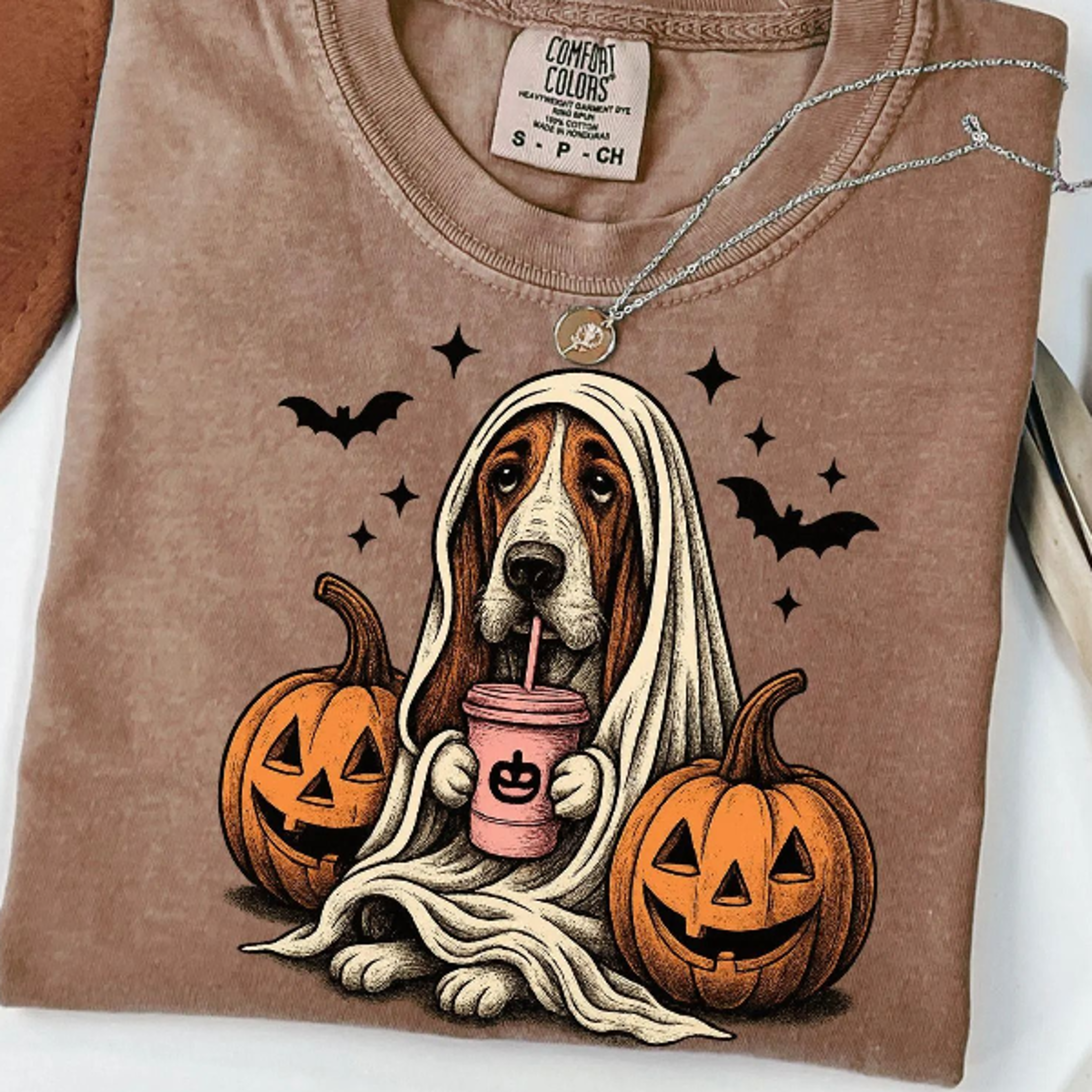 Basset Hound Ghost TShirt  Retro Halloween Dog Shirt Daniel Nunez 1
