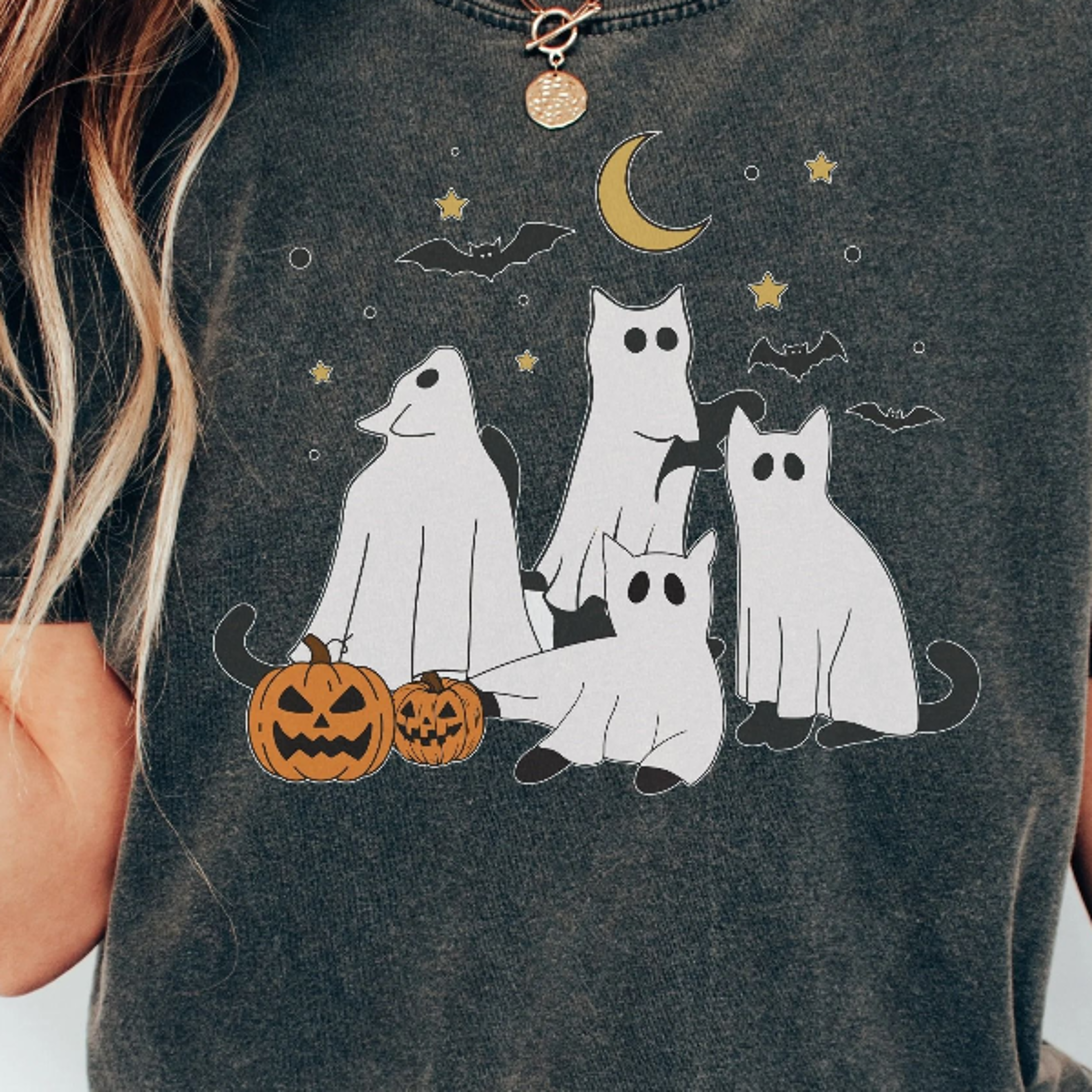 black cat shirt, ghost cat shirt, cat ghost t-shirt, cute cat lovers shirt, retro ghost halloween, halloween cat t-shirt