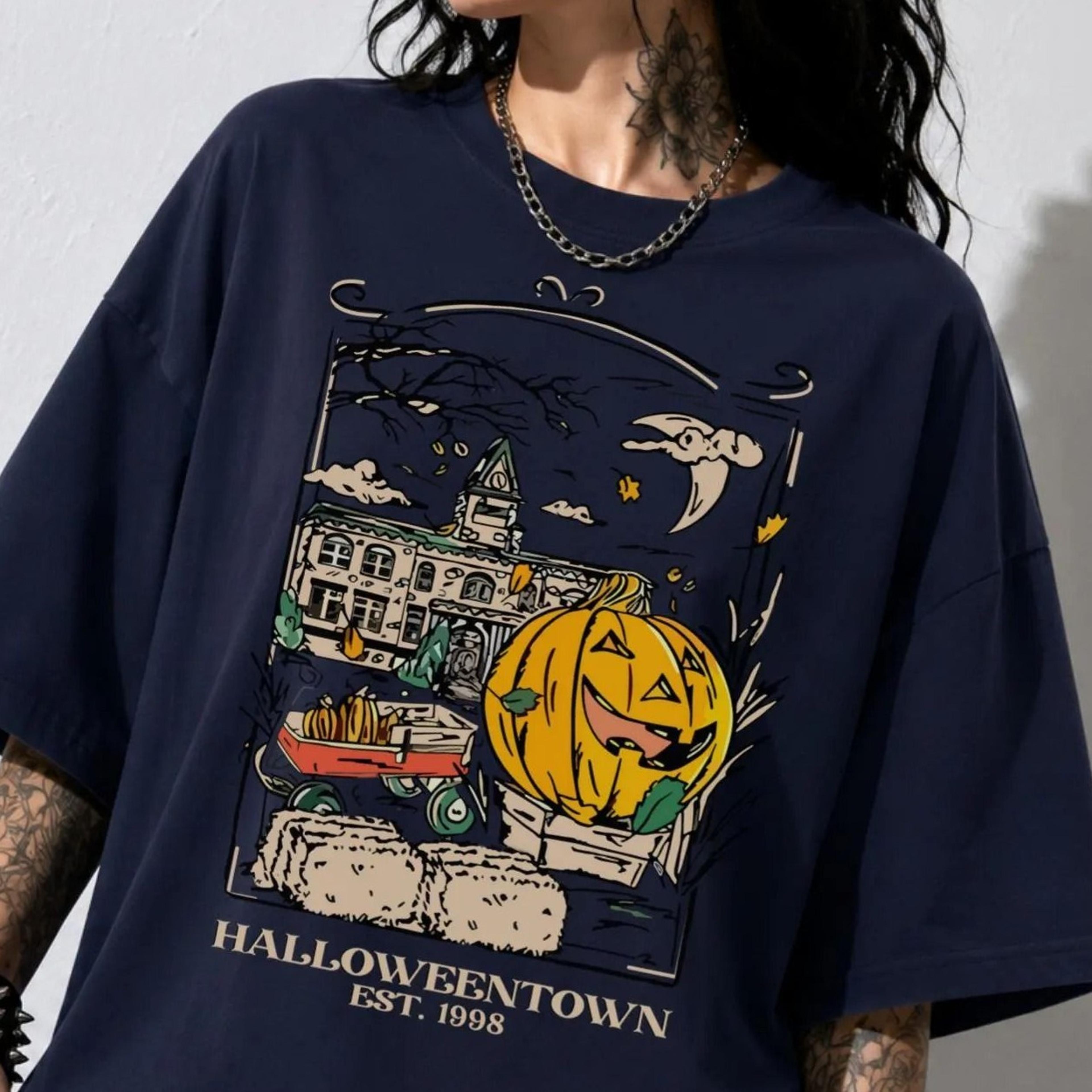 Halloween Shirt Women Vintage Halloween TShirt Retro Halloween Outfit Pumpkin Patch Shirt Spooky Se 
