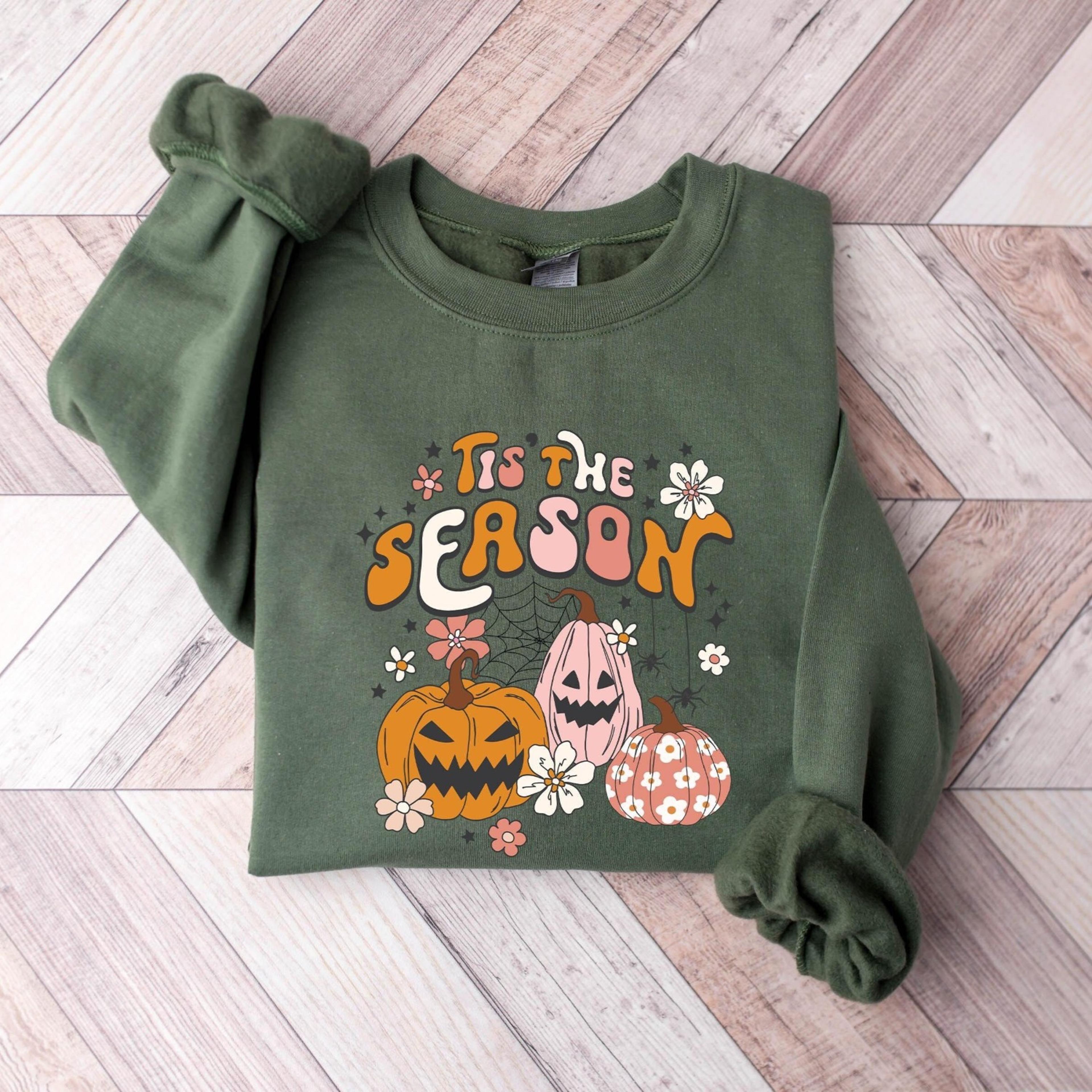 Tis The Season Halloween Sweatshirt Spooky Pumpkin Fall Crewneck 1jpg