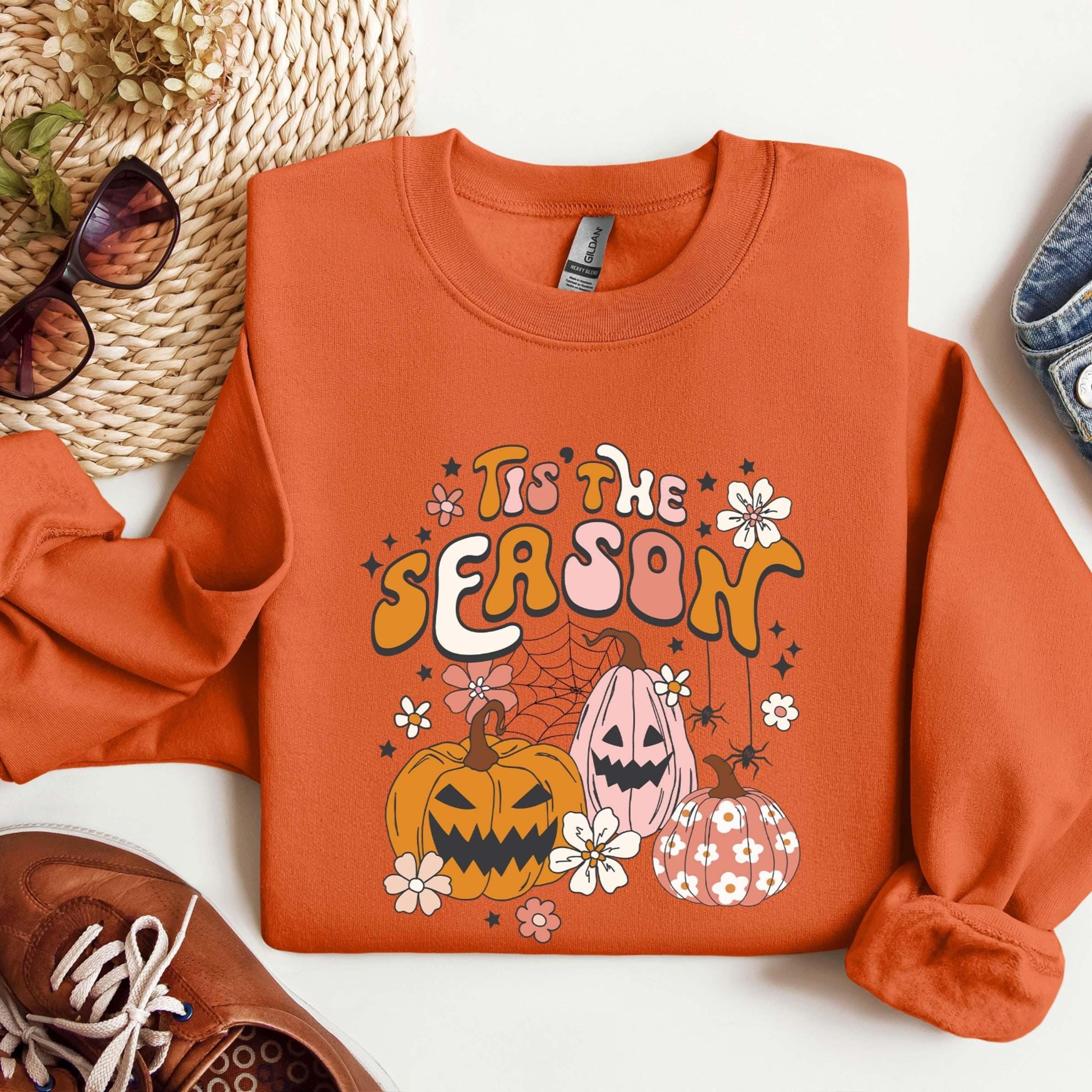 Tis The Season Halloween Sweatshirt Spooky Pumpkin Fall Crewneck 2jpg