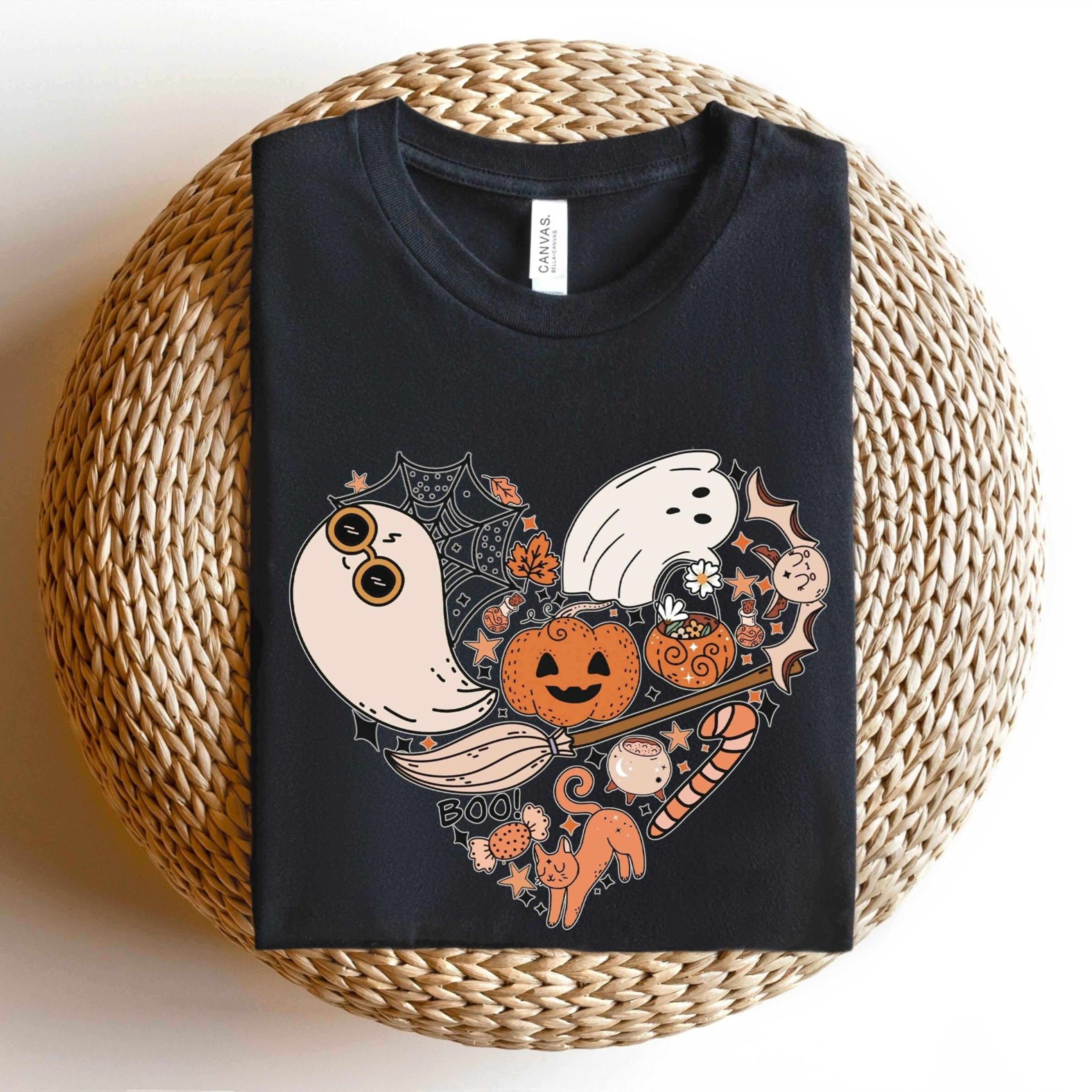 Halloween Doodles Sweatshirt Cute Happy Halloween Heart Spooky Hoodie 2jpg