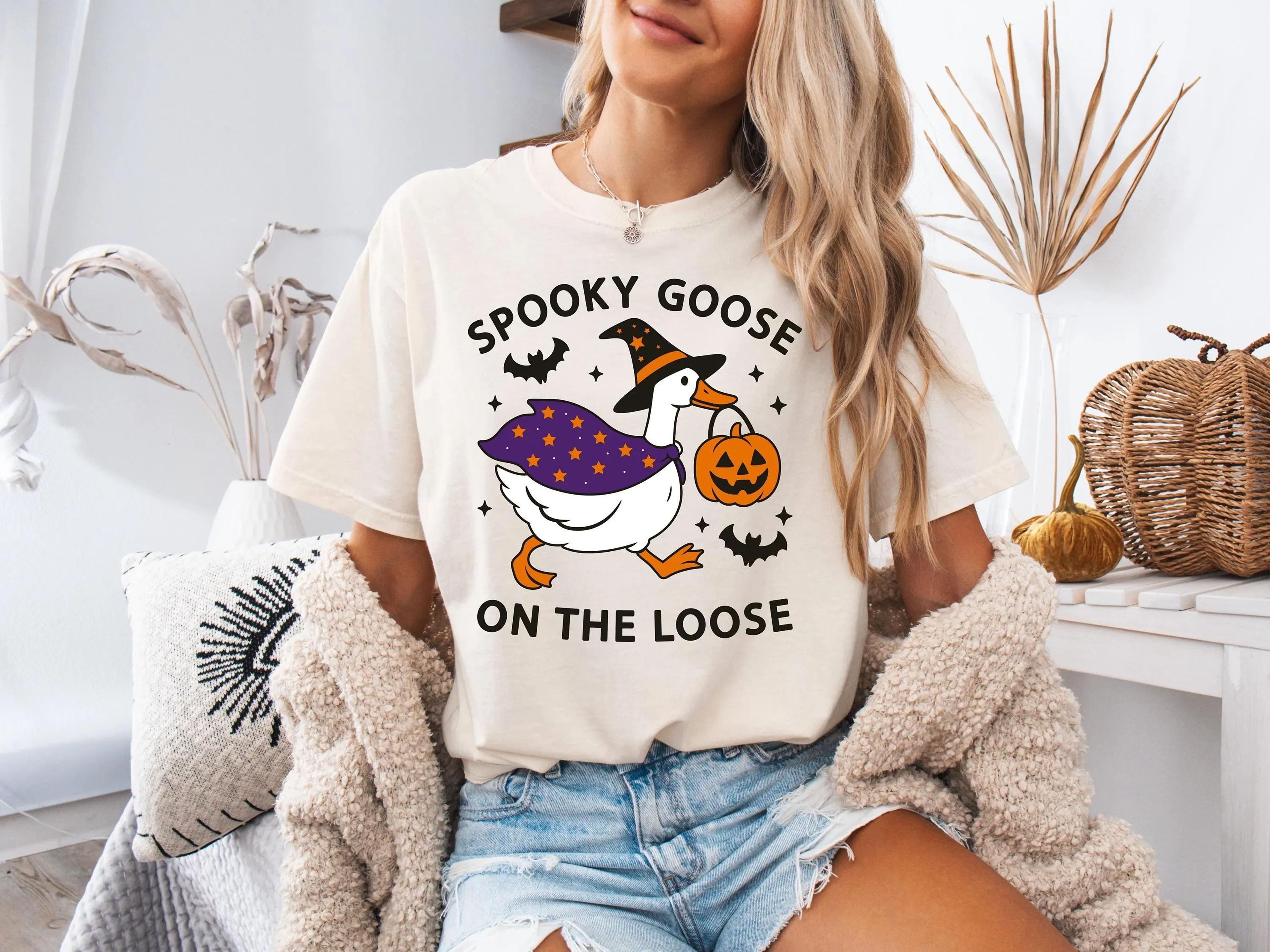 Halloween Shirt Spooky Goose On The Loose Tshirt Funny Halloween Tee Spooky Season Fall Season Goos 2