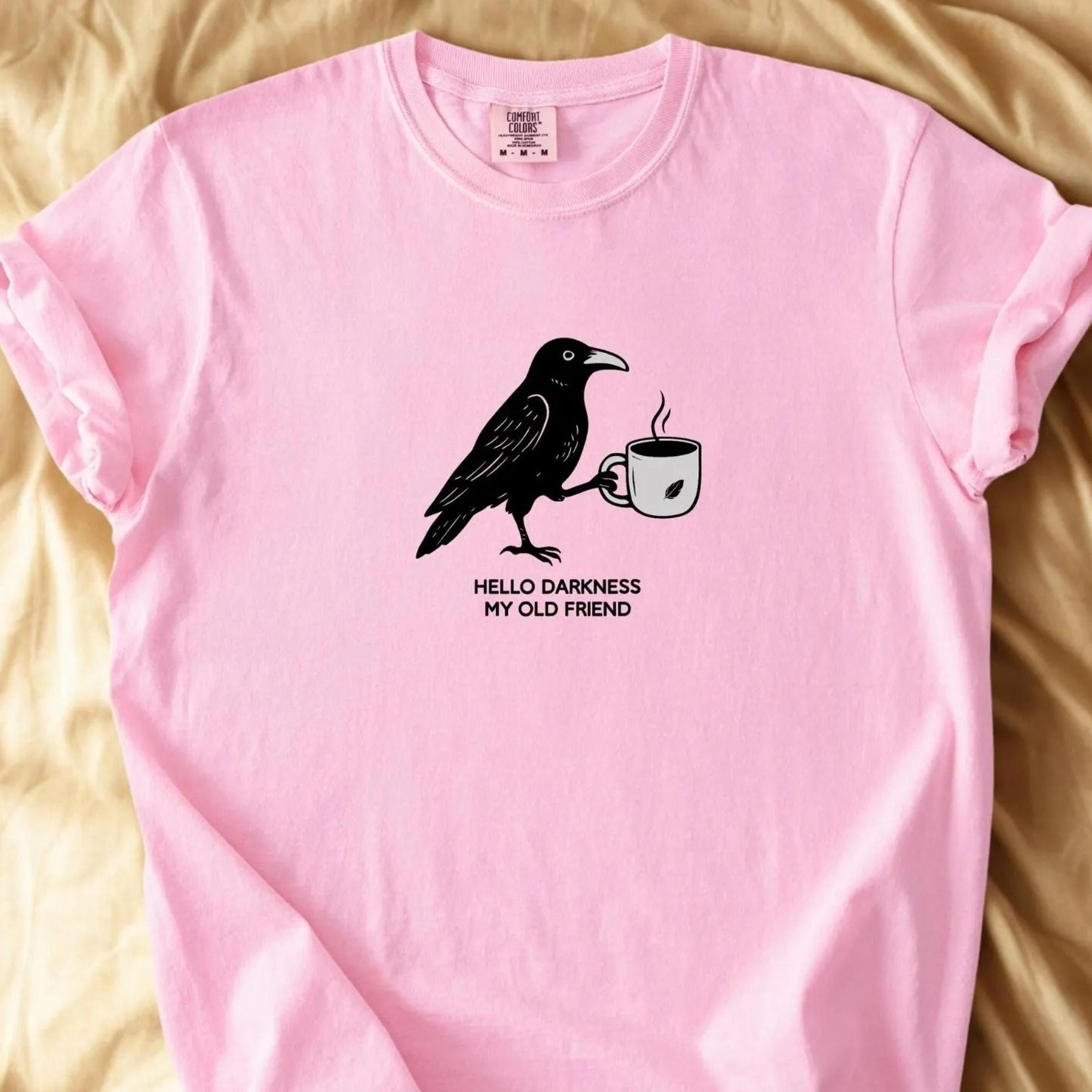 Gift For Coffee Lover Raven Crow Coffee Shirt Halloween Shirt TShirt Fall Tee Tshirts Womens Mens O 