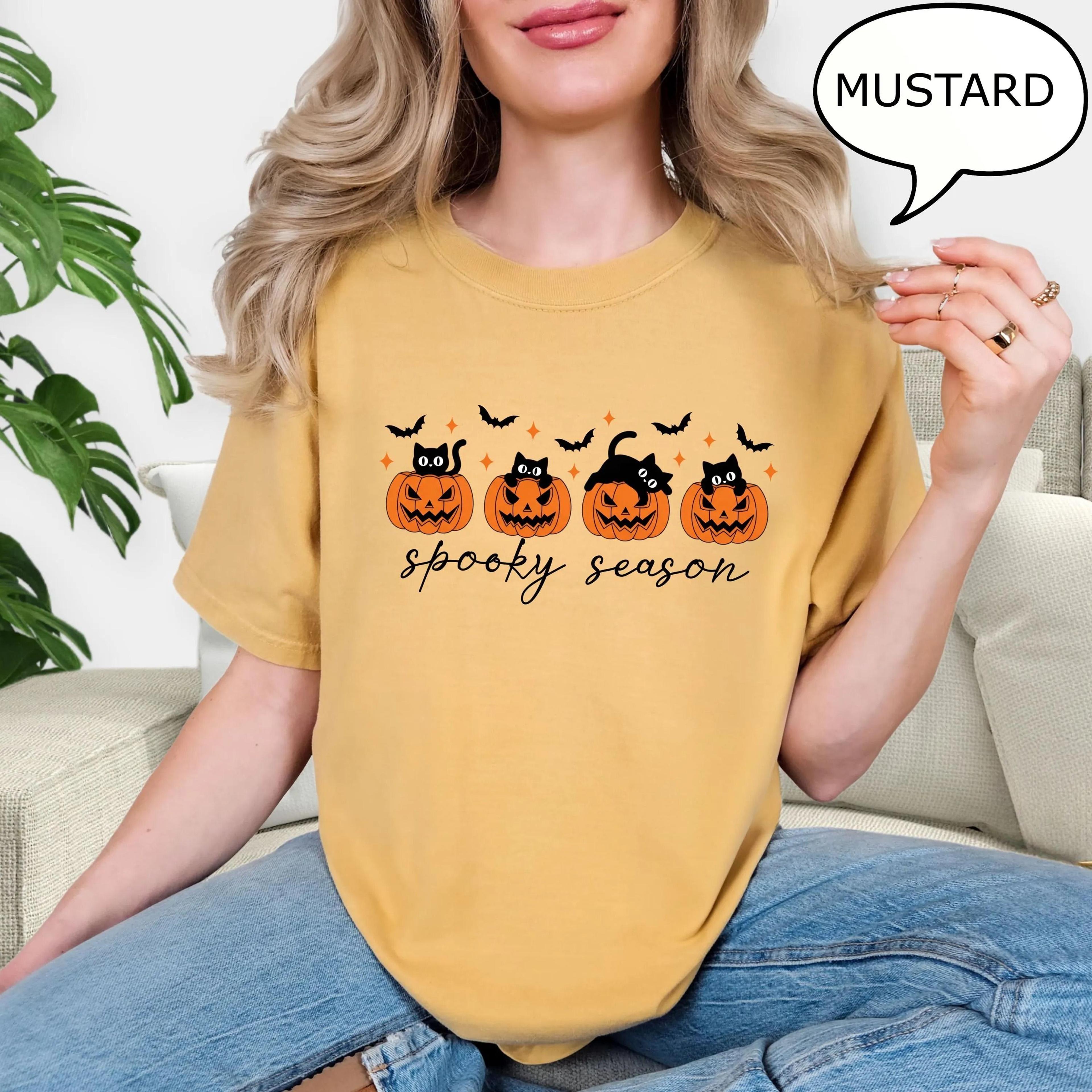 Pumpkin And Cat TShirt Halloween Cats Tee Halloween Shirt Cat Lower Halloween Gift Spooky Season Sh 1