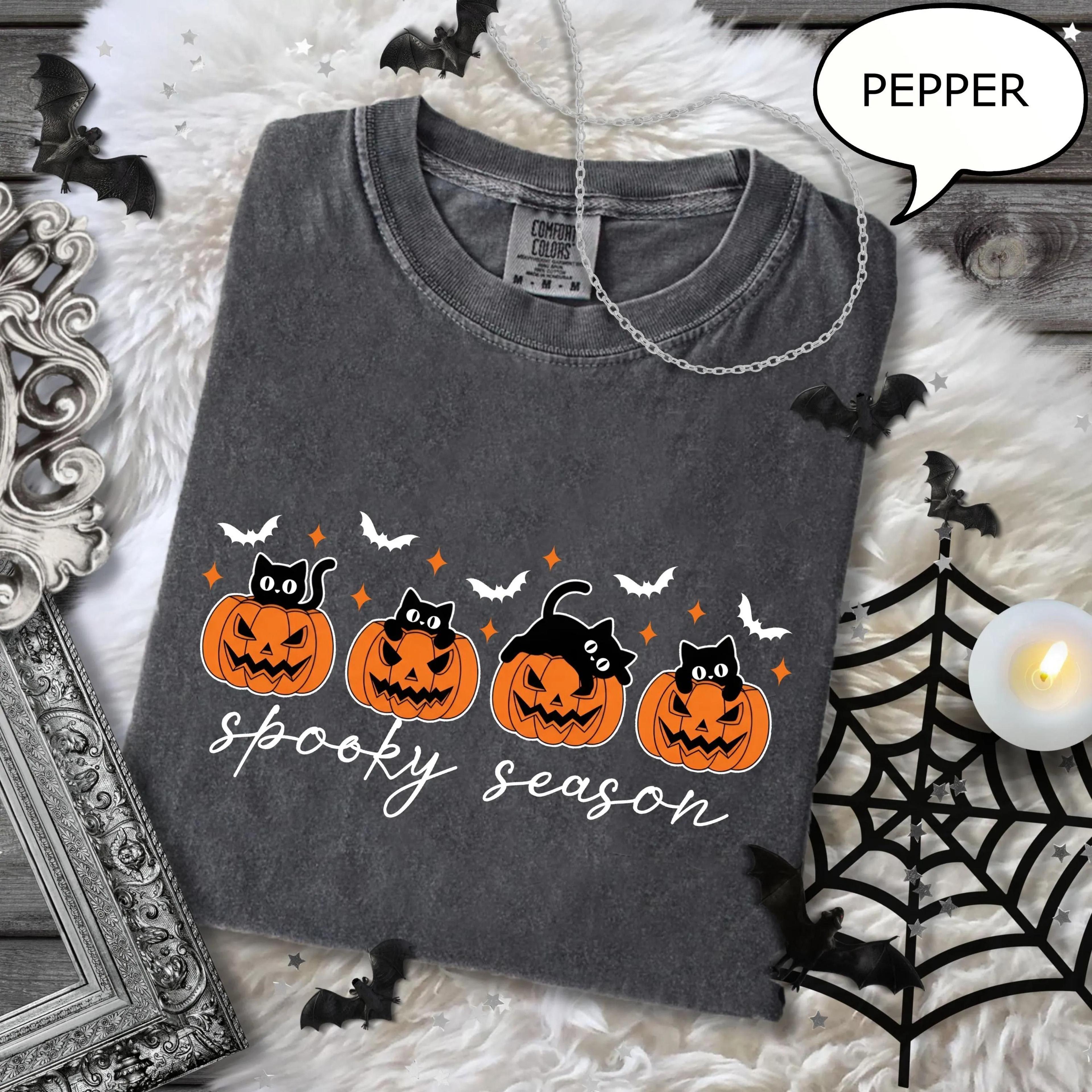 Pumpkin And Cat TShirt Halloween Cats Tee Halloween Shirt Cat Lower Halloween Gift Spooky Season Sh 2