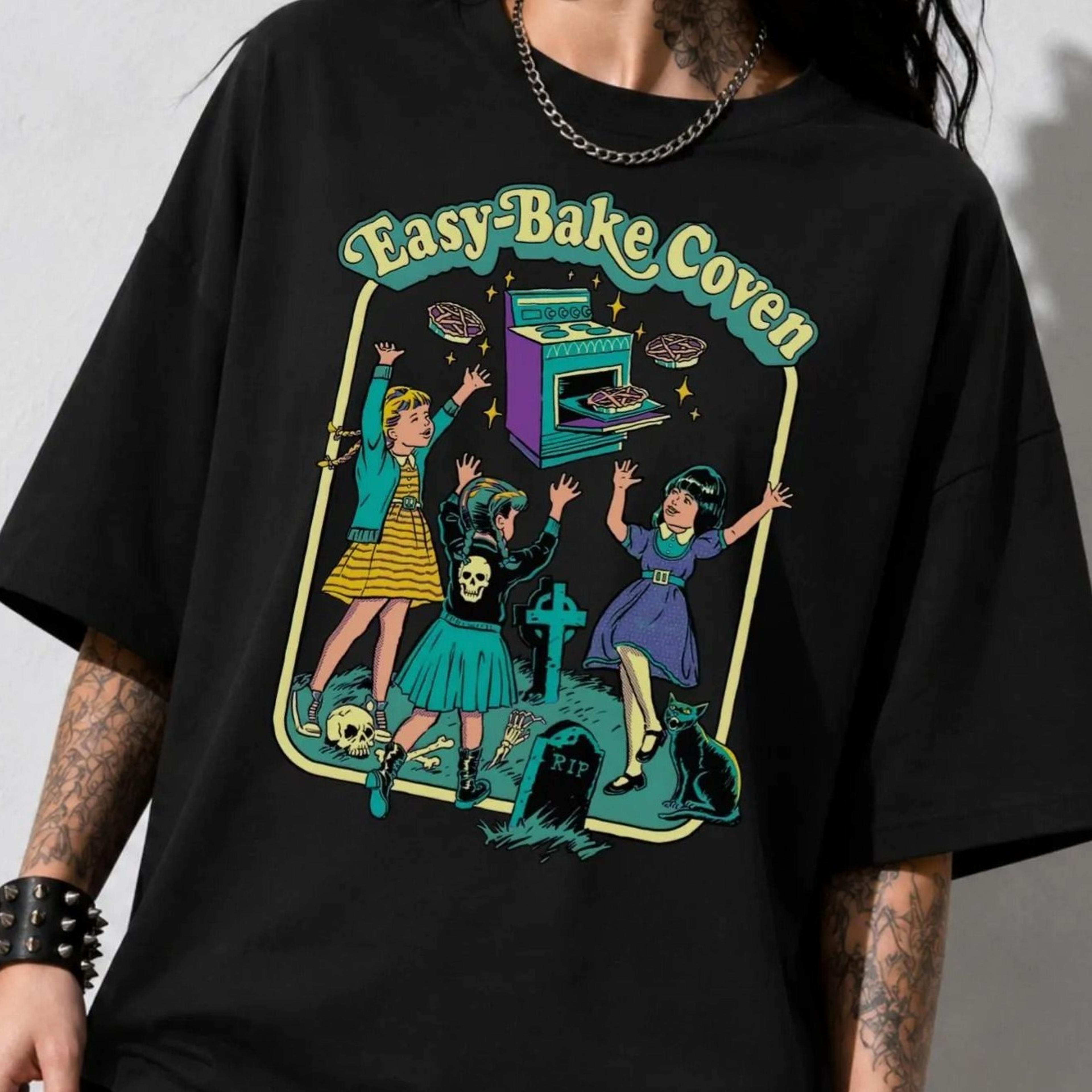 Easy Bake Coven Shirt Women Witch Halloween TShirt Witchy Halloween Outfit Retro Witch Shirt Spooky 